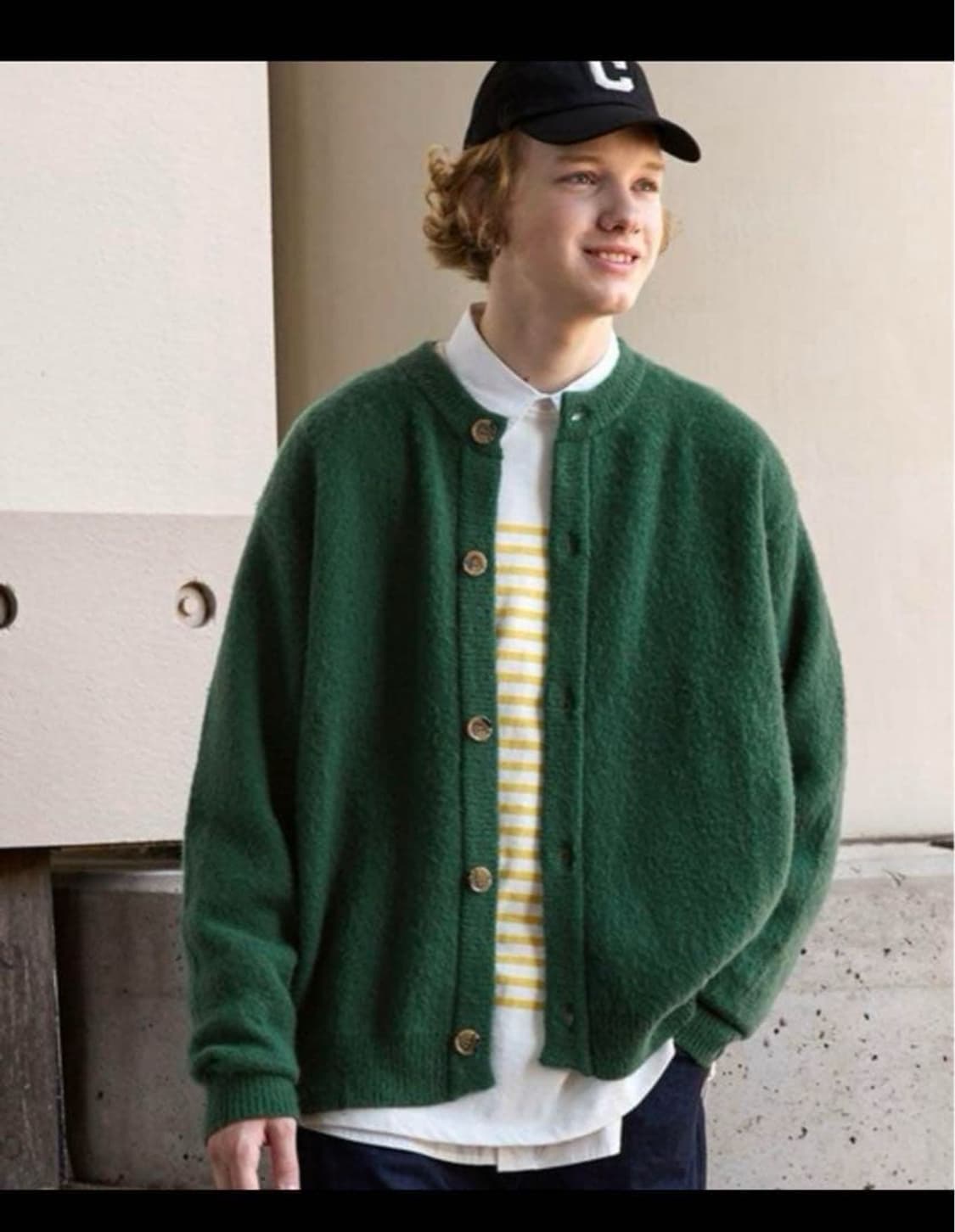 엠마 클로즈 EMMA CLOTHES 부클 라운드 가디건 그린 M 상품이미지1