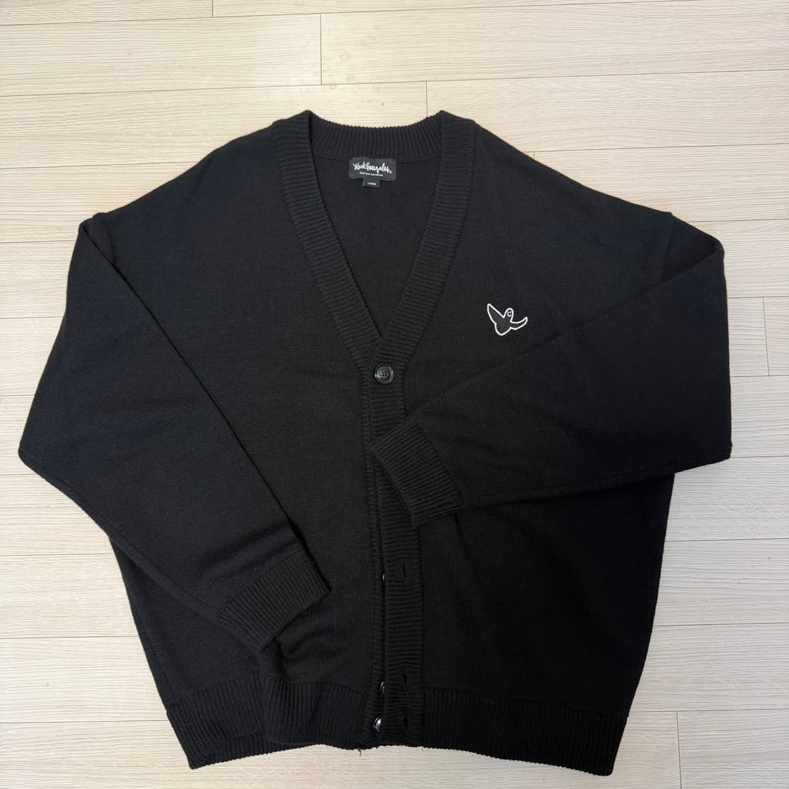 (L) 와릿이즌 엔젤 와펜 가디건 블랙 상품이미지1