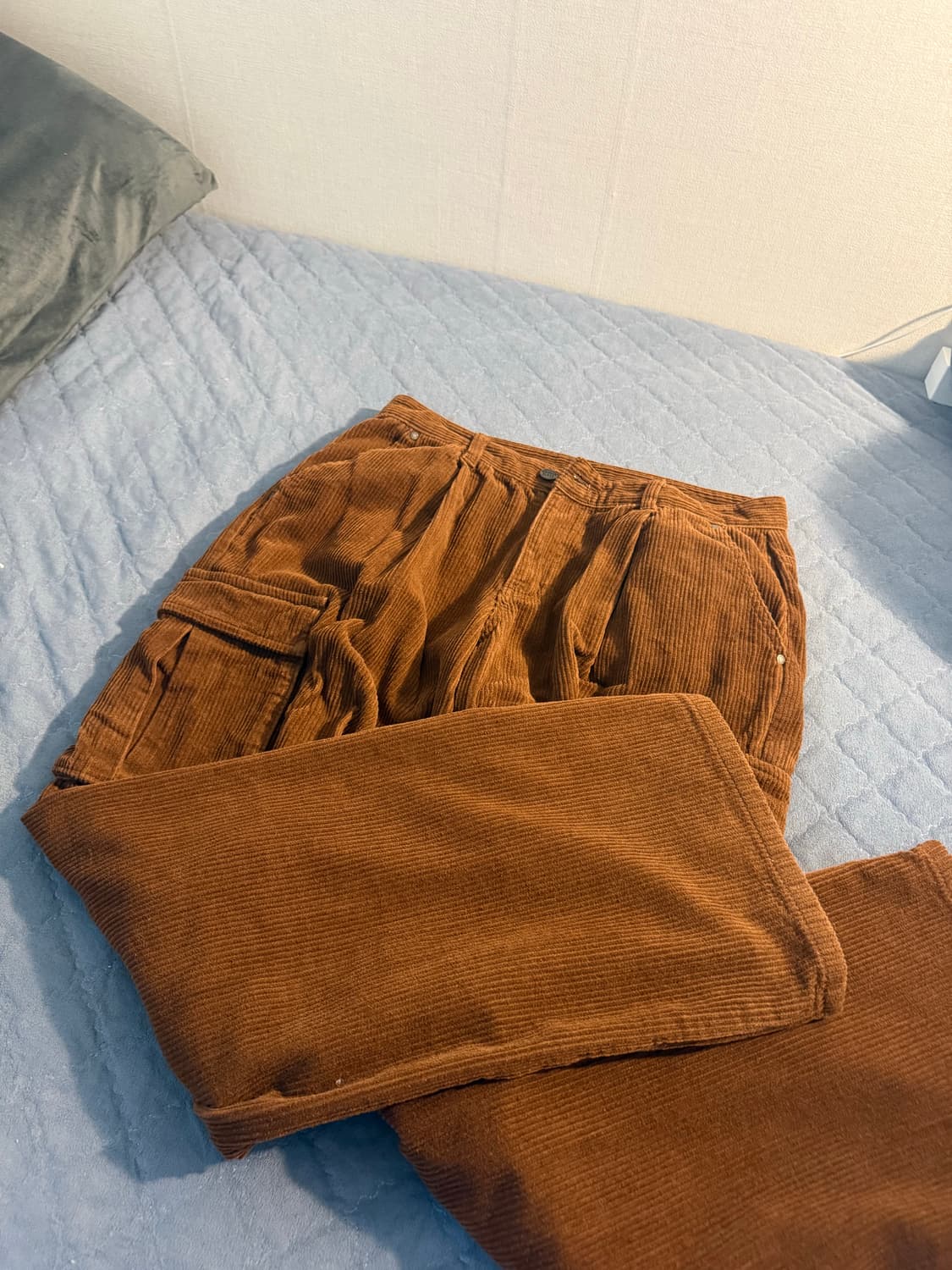 코듀로이 원턱 카고 팬츠(브라운) 상품이미지1