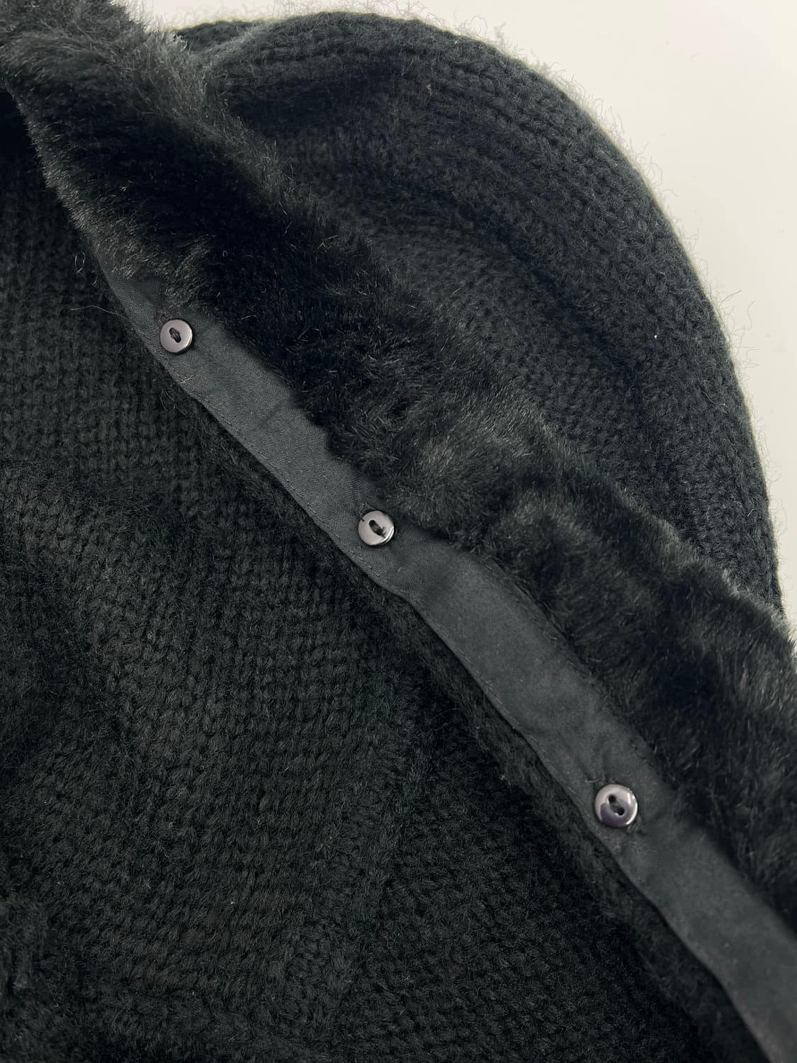 빈티지 퍼 후드 롱 니트 집업 상품이미지6