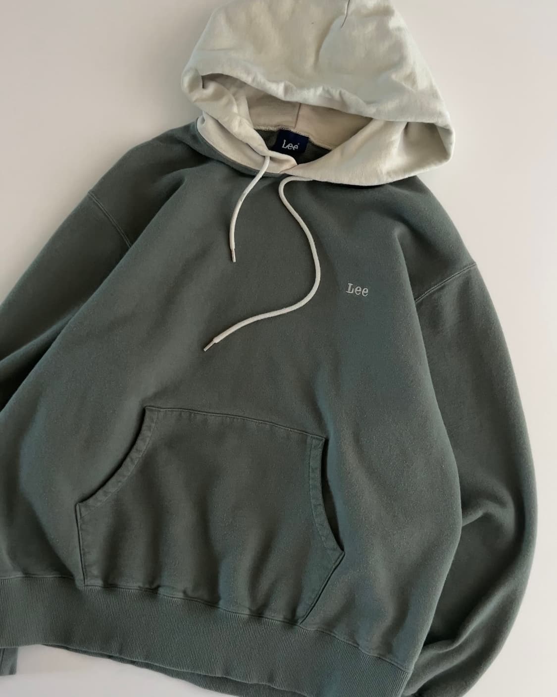 리 배색 백로고 후드티 L 상품이미지3