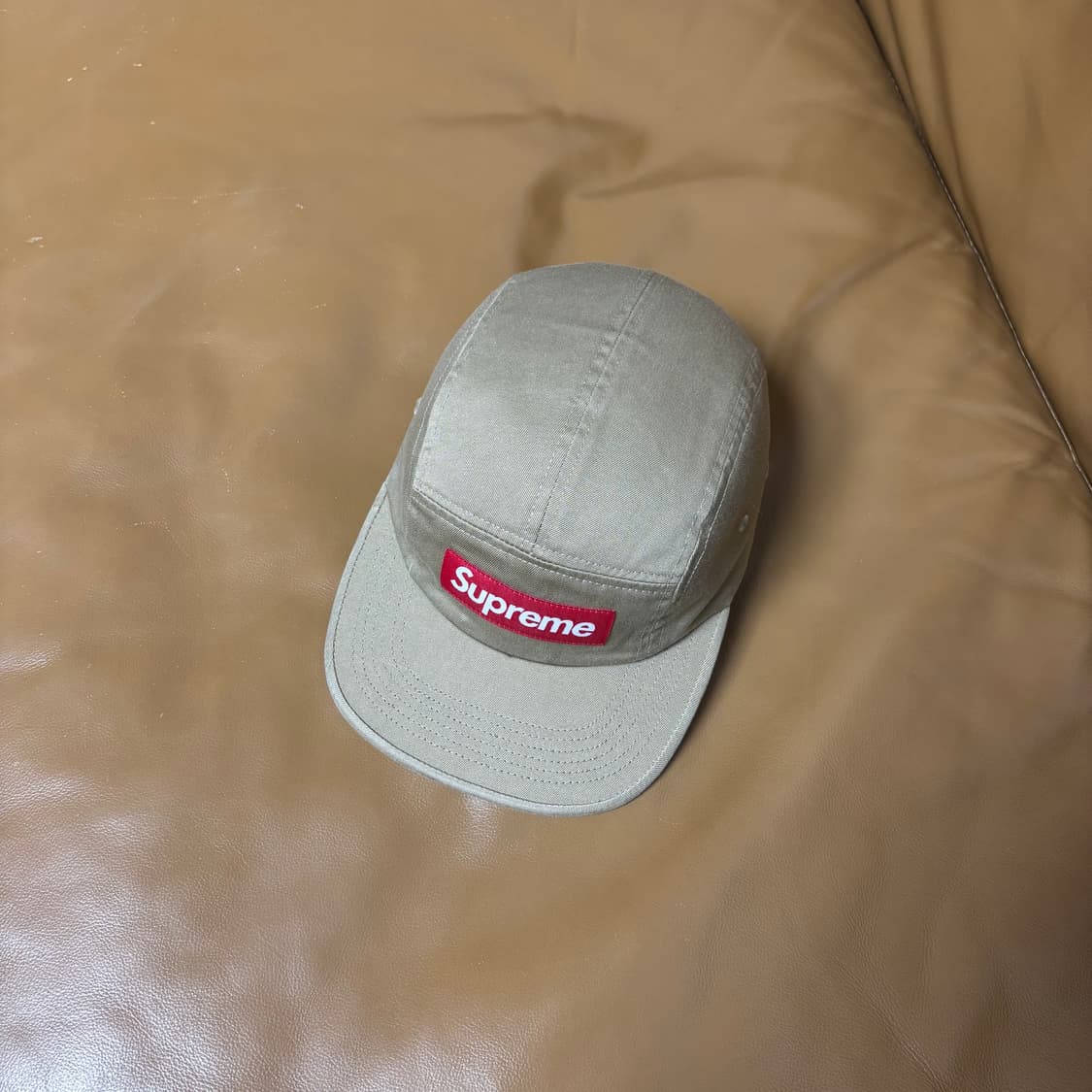 슈프림 캠프캡 모자 박스로고 워시드 탄 상품이미지5