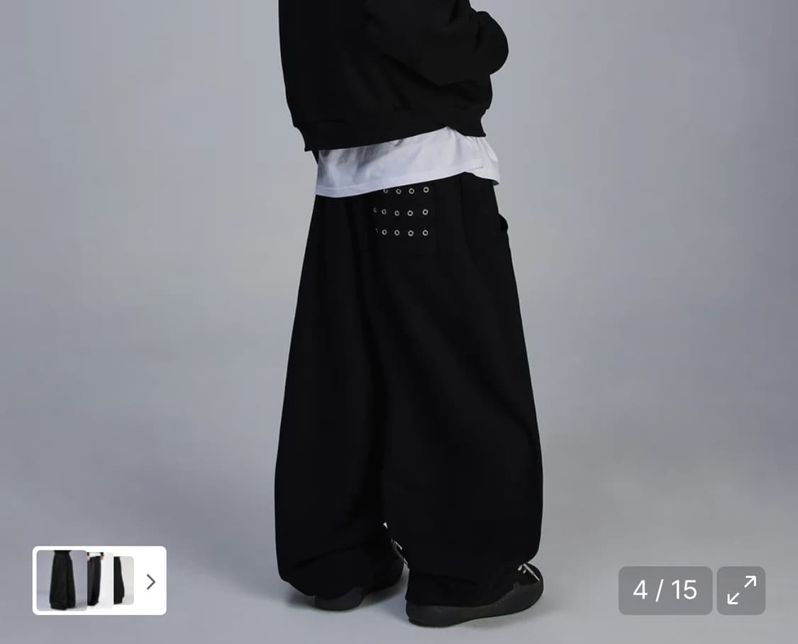 스켈리웩 아일렛 스웨트 팬츠 블랙 상품이미지1