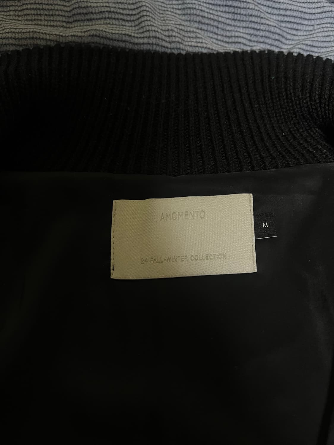 (M) 아모멘토 풀니들 블루종 니트 집업 블랙 상품이미지3