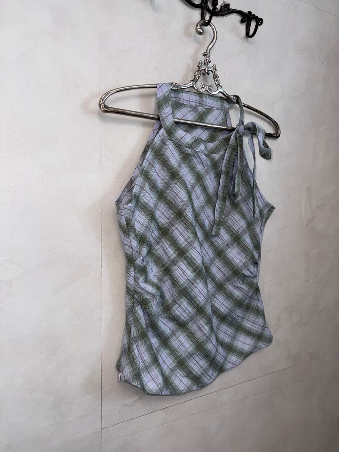 Mute purple green check ribbon 슬리브리스 상품이미지3