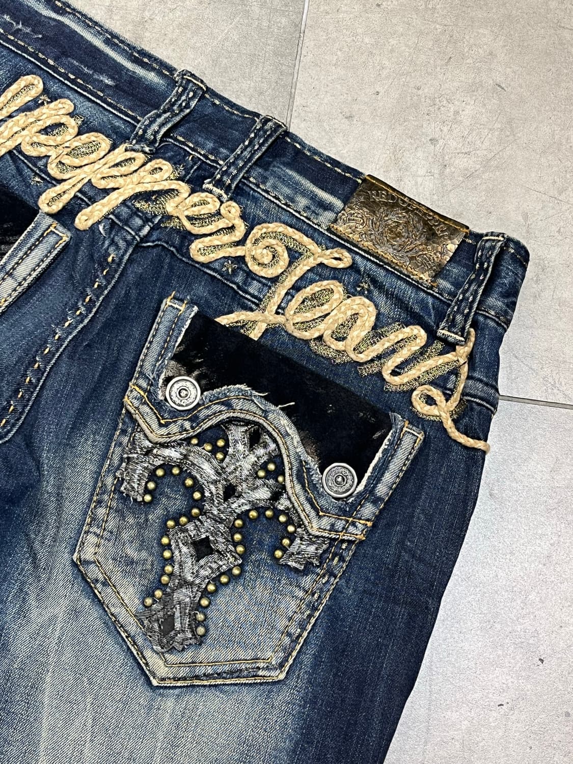 RED PEPPER 락펑크 십자가 와이드 데님 팬츠  상품이미지3