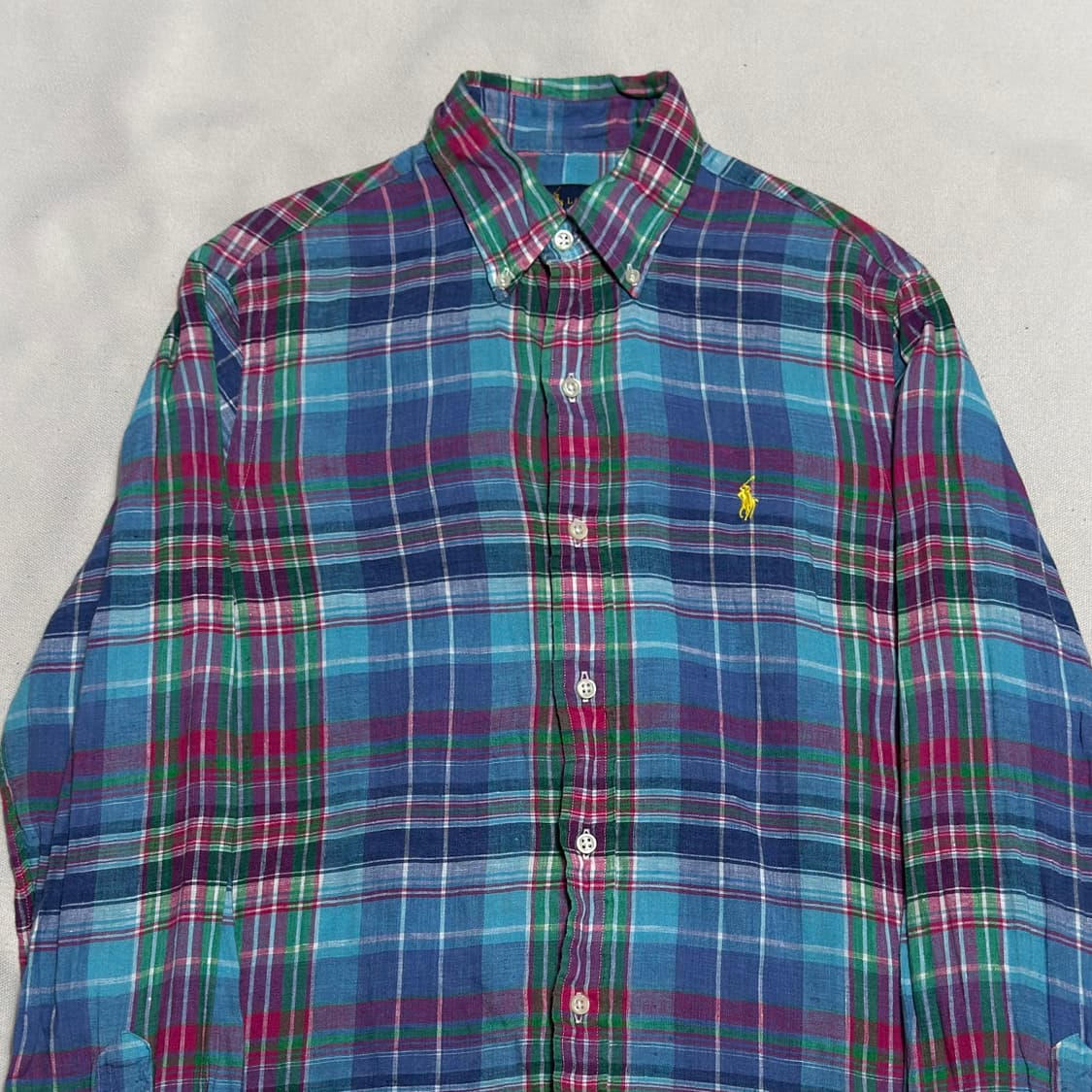 XS 폴로랄프로렌 블루체크 린넨 셔츠 상품이미지1