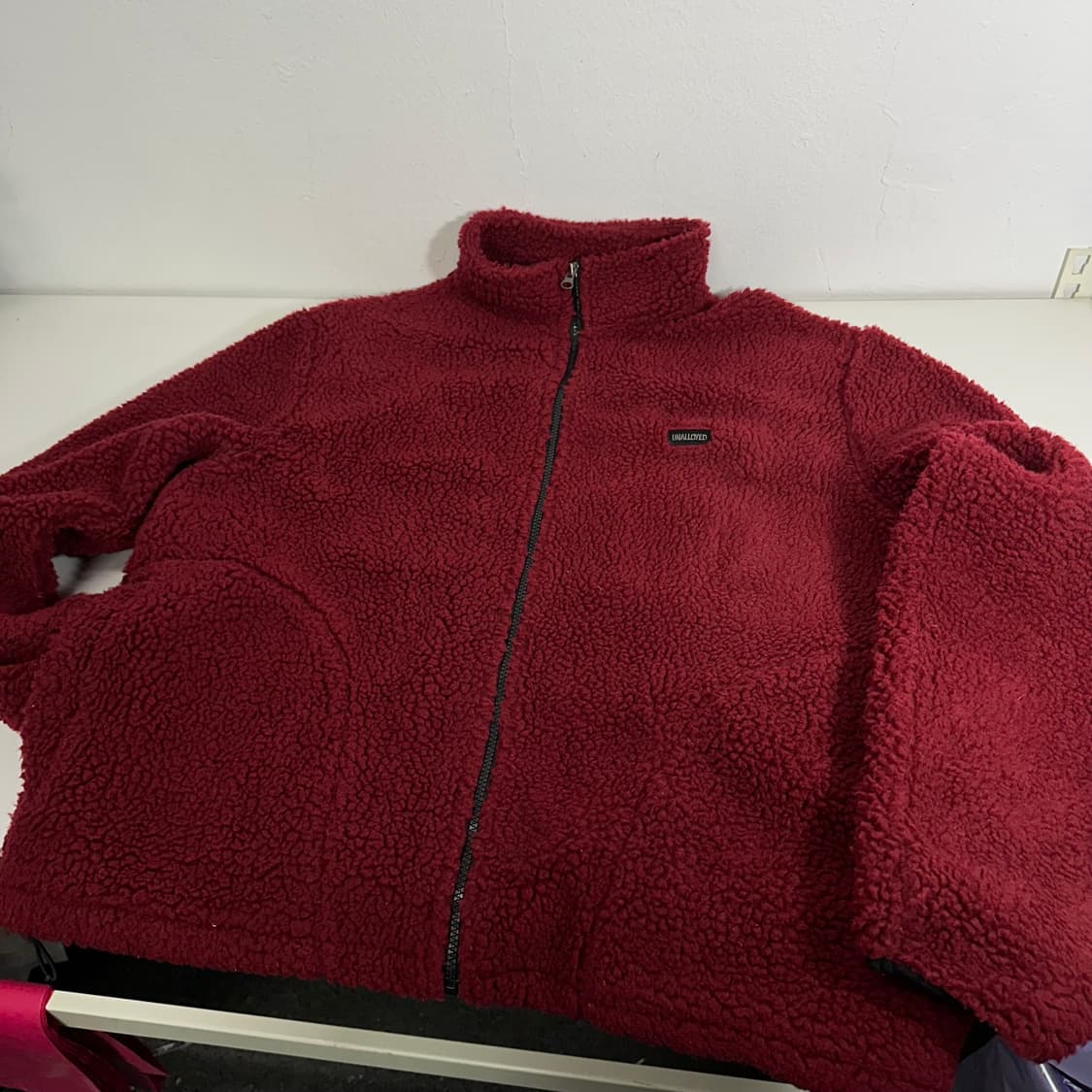 L 어널로이드 버건디 백로고 오버핏 후리스자켓 상품이미지4