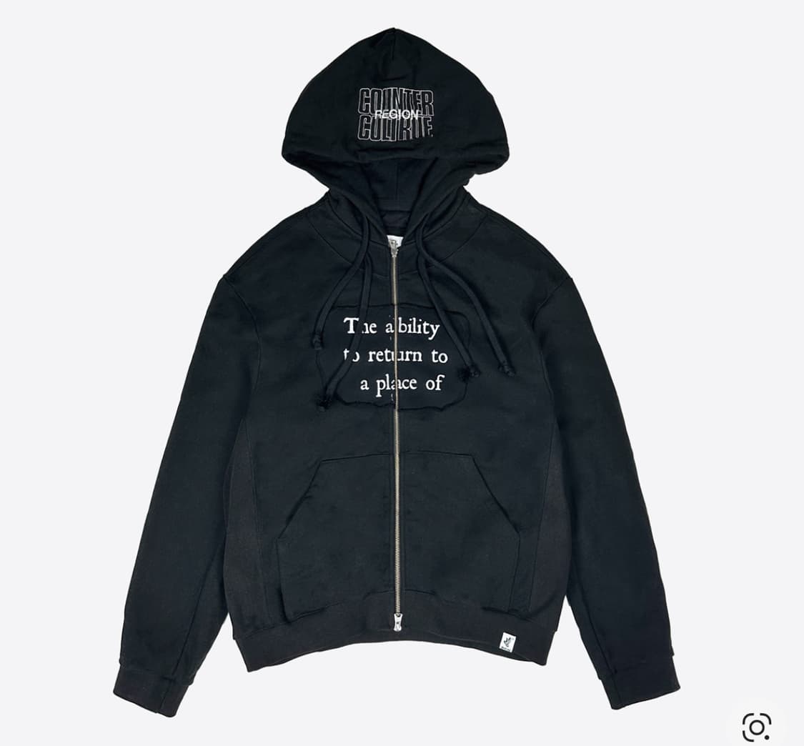 레저렉션13 패치워크 투웨이 집업 후드 블랙 상품이미지1