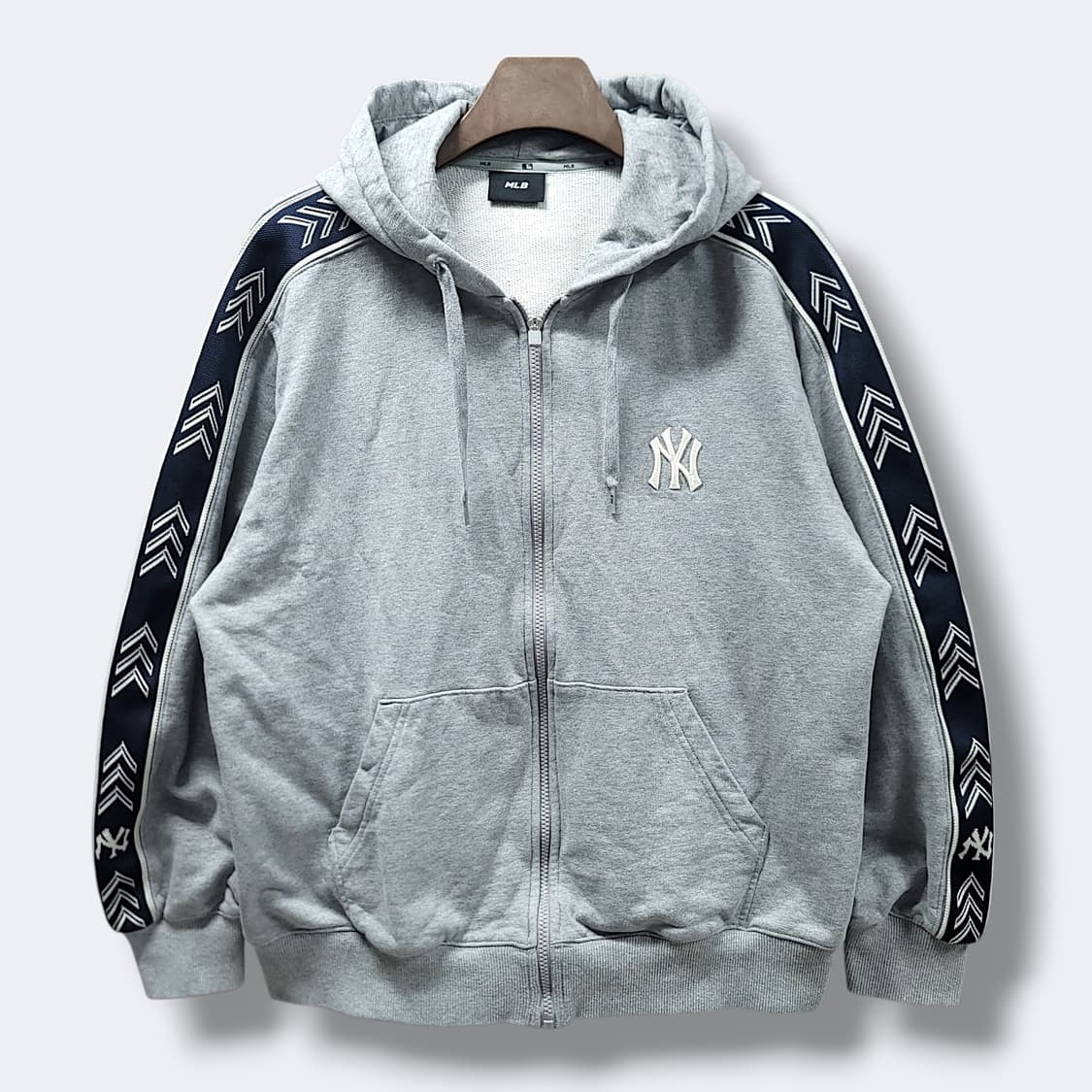 [XL] MLB 뉴욕양키즈 멜란지 그레이 후드집업 상품이미지1