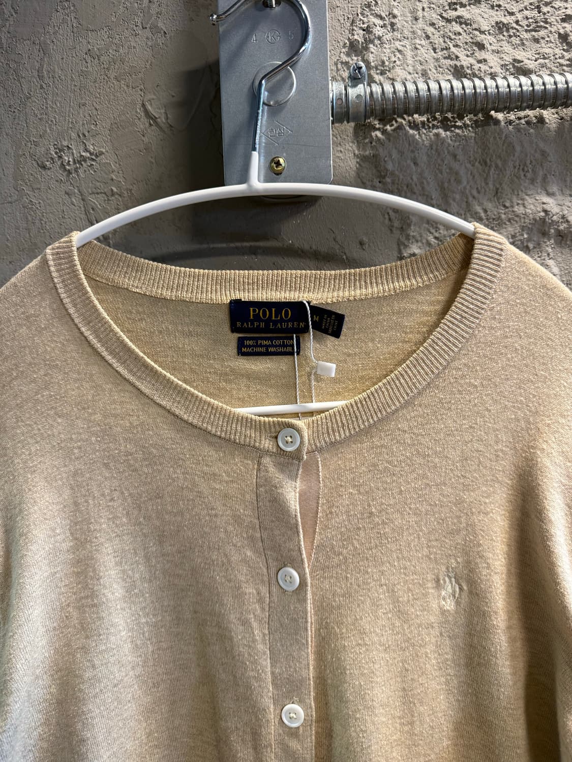 폴로 랄프로렌 피마코튼 라운드 가디건 베이지 M 상품이미지4