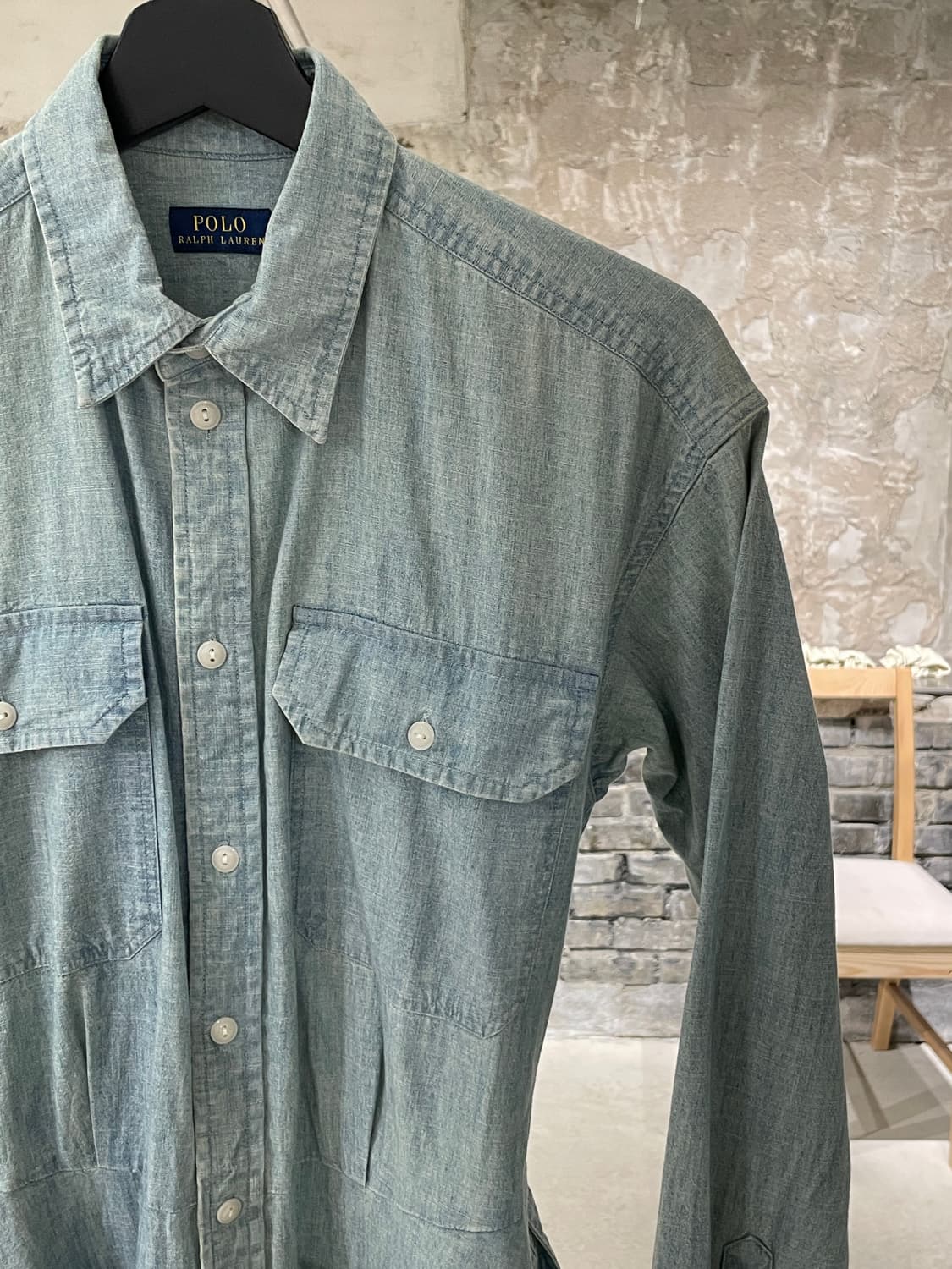 폴로 랄프로렌 연청 웨이스트 밴드 샴브레이 롱 원피스 상품이미지3