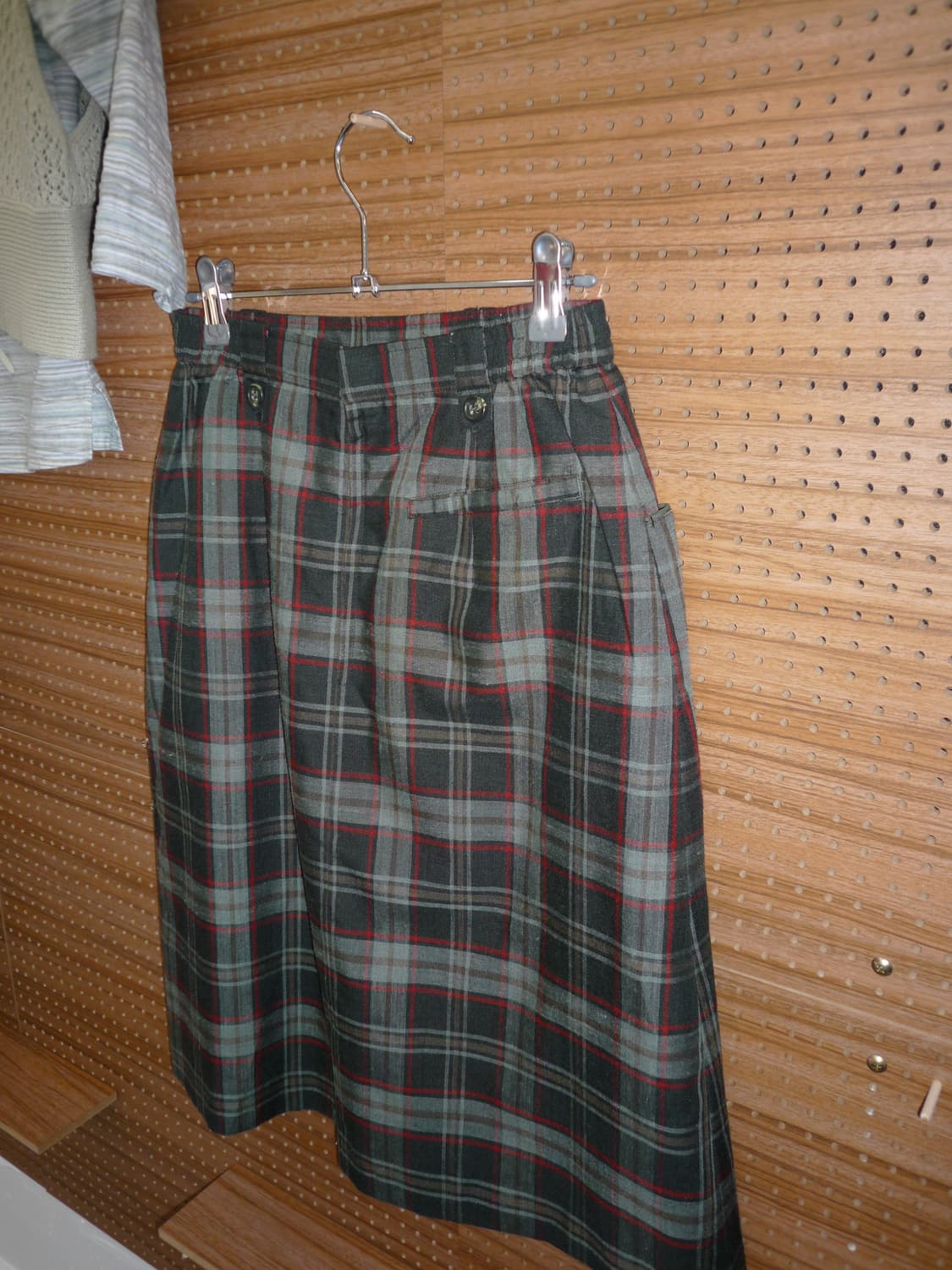 Deep green check midi skirt 상품이미지5
