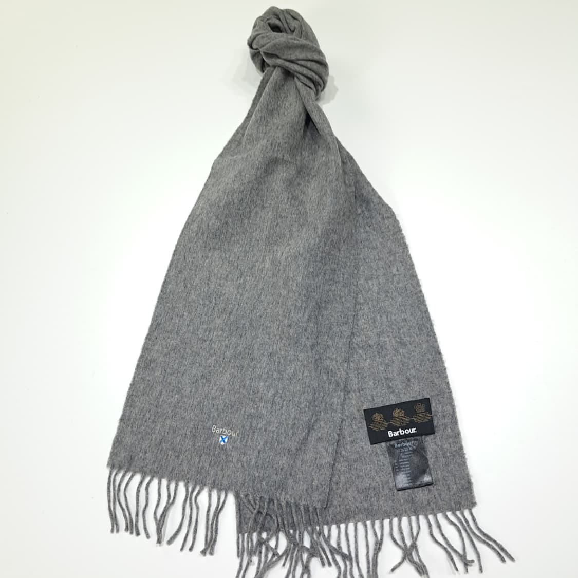 MX539 바버 울 로고자수 멜란지그레이 머플러 목도리 상품이미지2