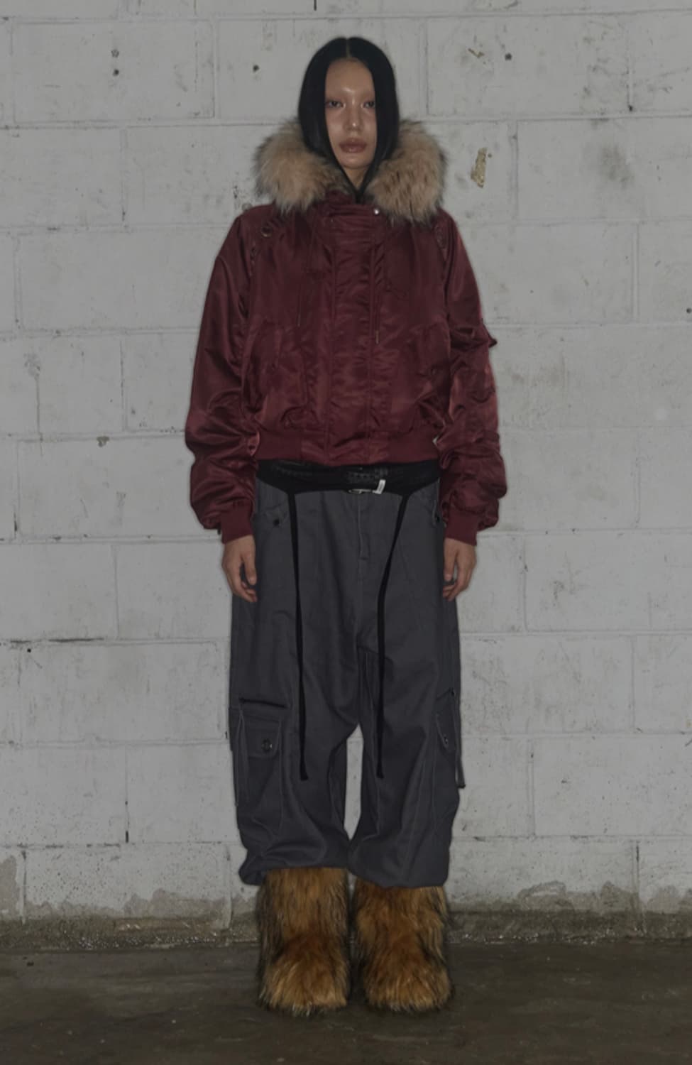 팬시클럽 아일렛 퍼 MA-1 버건디 상품이미지1