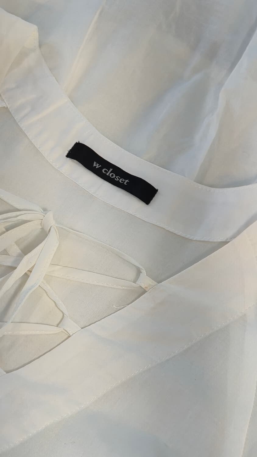 아일렛 캉캉 원피스 화이트 면 퍼프 브이넥 상품이미지5