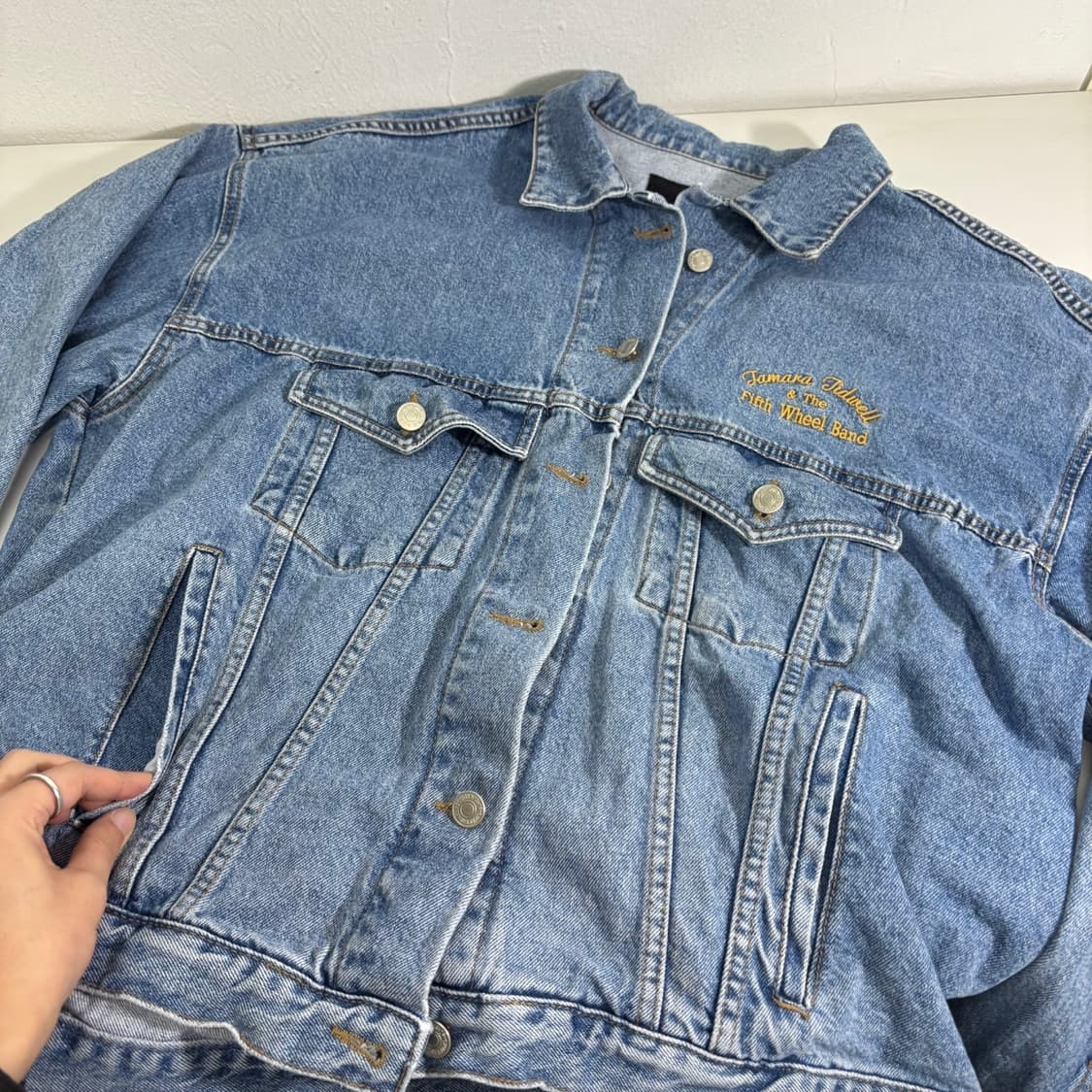 FREE 빈티지 오버핏 올드스쿨 자수 청자켓 상품이미지4