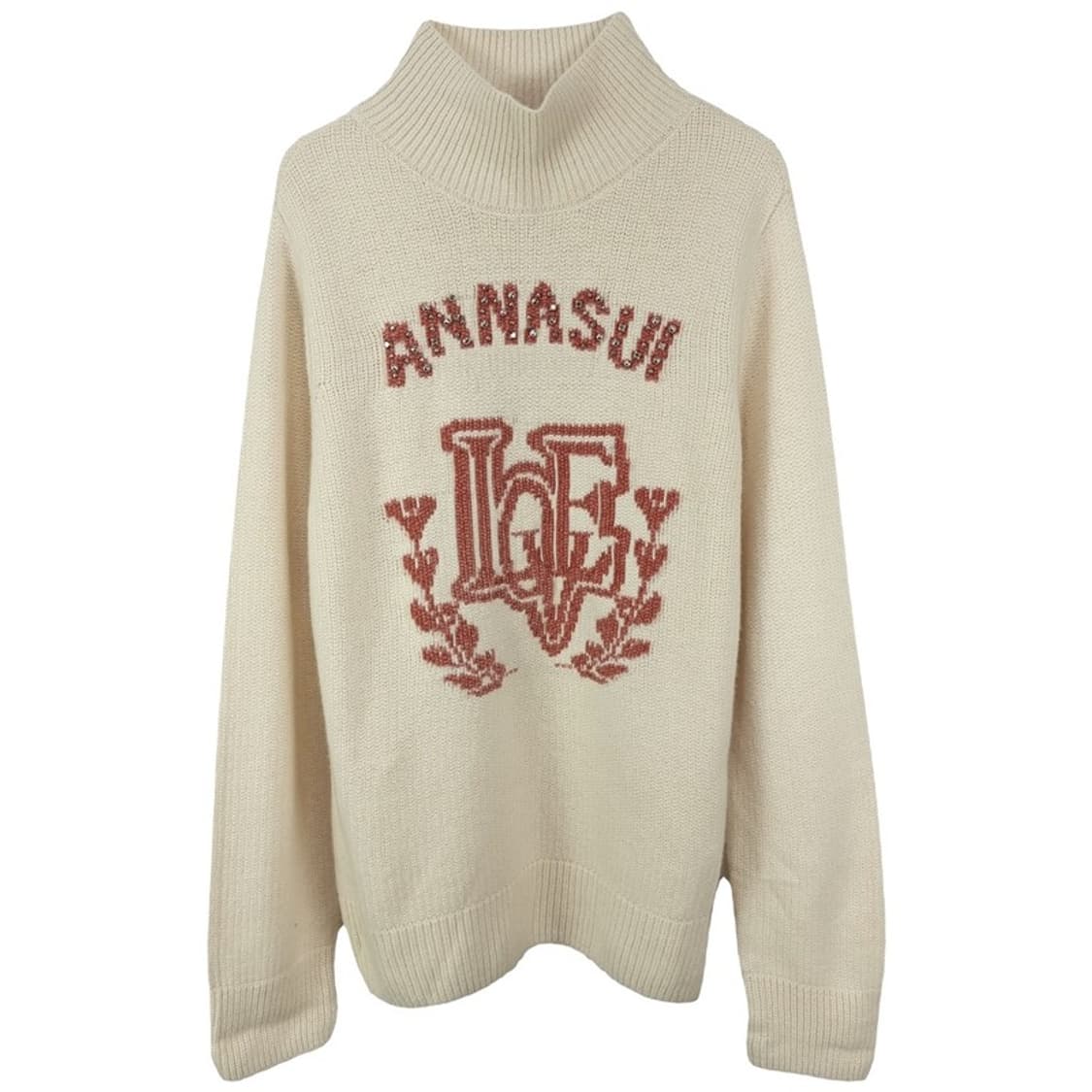 [안나수이] 그래픽 쟈카드 터틀넥 니트 아이보리 M18673 상품이미지2