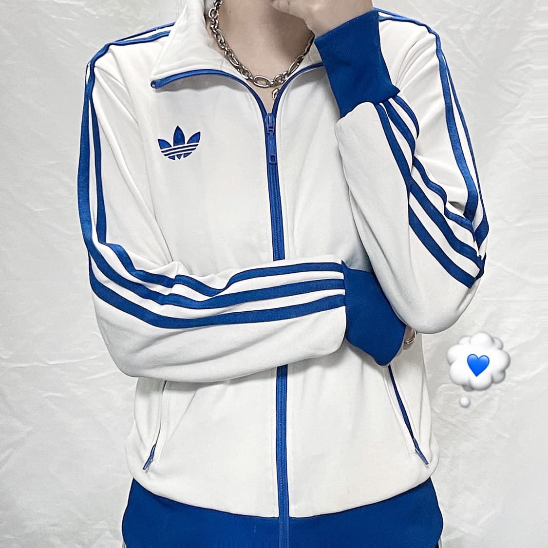 아디다스 화이트+블루 져지 상품이미지1