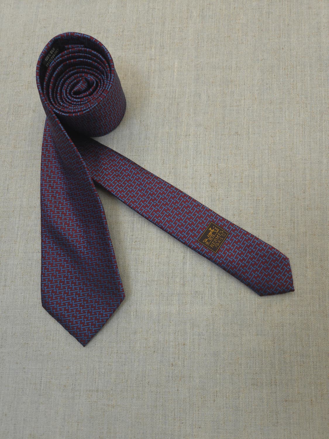 에르메스 H 로고 넥타이 버건디/블루 상품이미지9