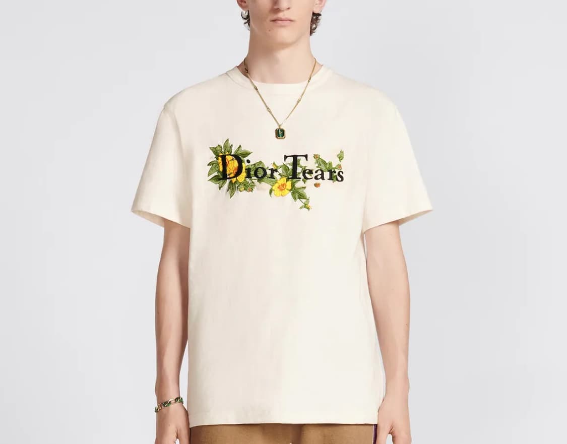 L / 디올 티어스 플라워 로고 자수 반팔 티셔츠 상품이미지6