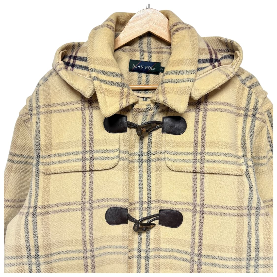 3724 빈폴 베이지 체크 떡볶이코트 더플코트 상품이미지2