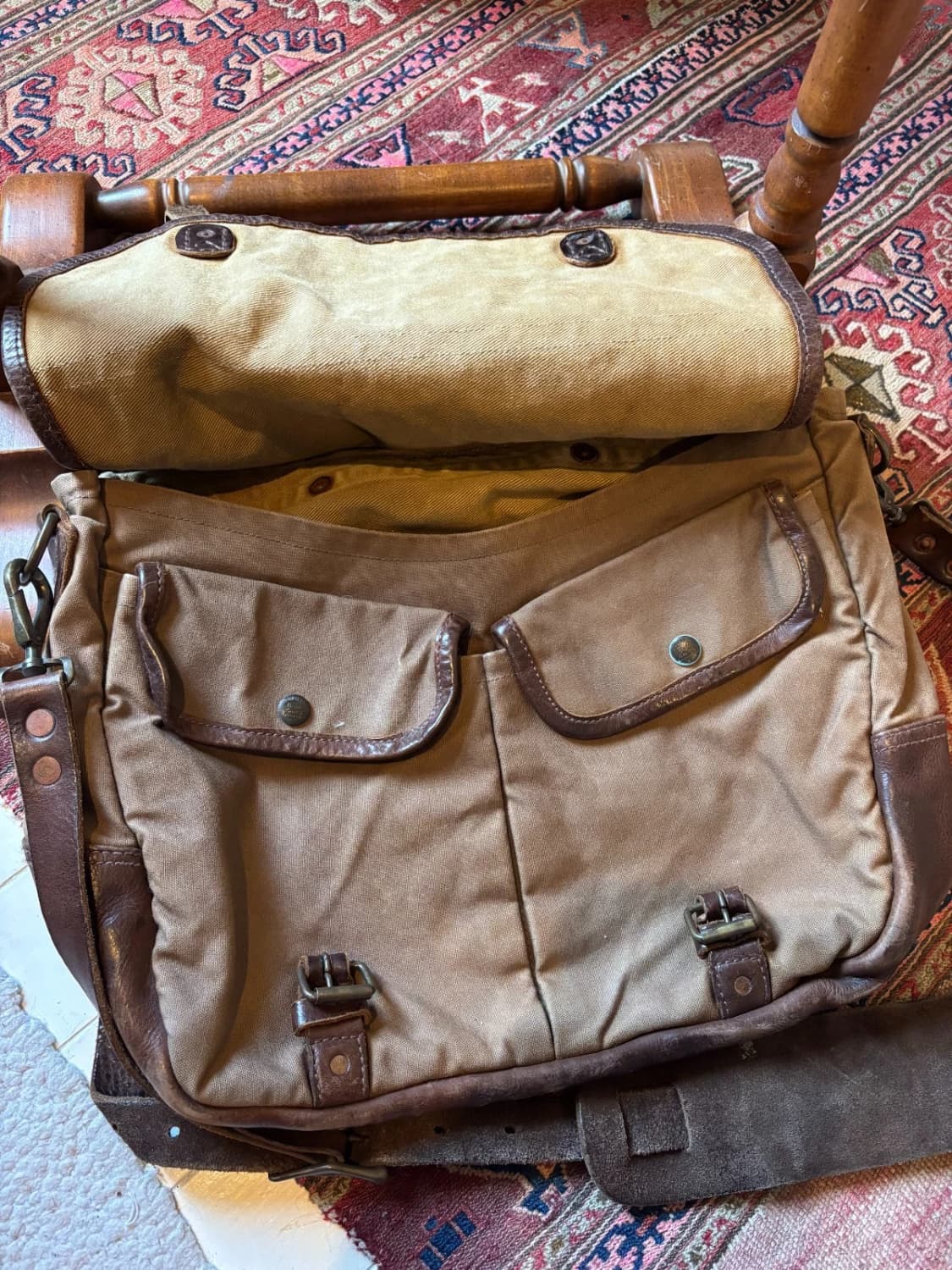 RRL 캔버스 레더 숄더 메신저 백 브라운 상품이미지9