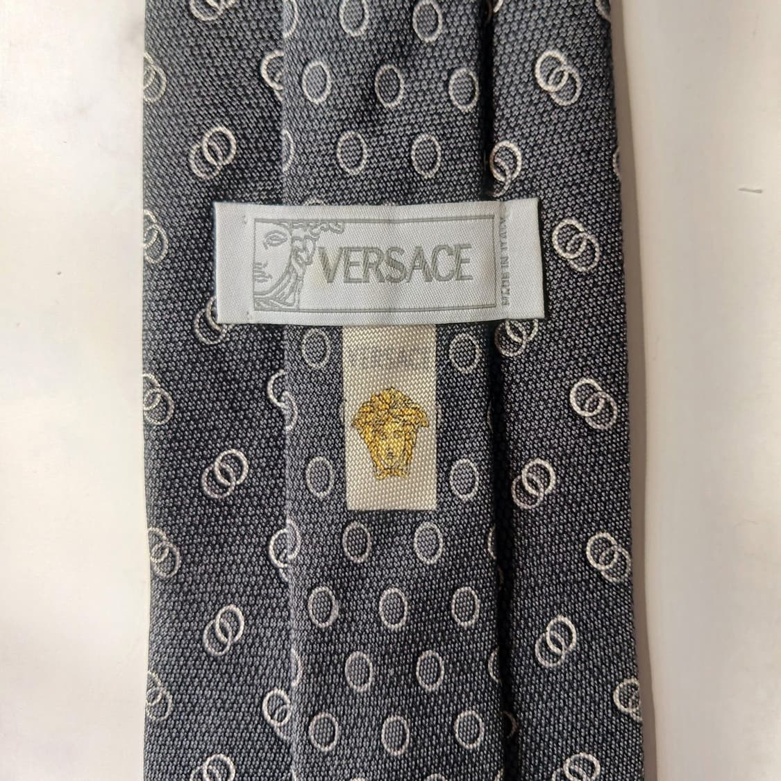 VERSACE 베르사체 실크 그레이 패턴 넥타이 9cm A등급 G8 상품이미지7