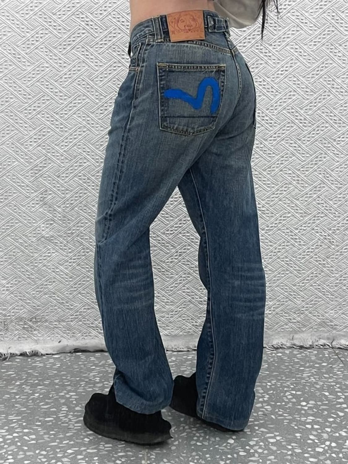 에비수 빈티지 레트로 포켓프린팅 데님팬츠 32인치C06869 상품이미지1