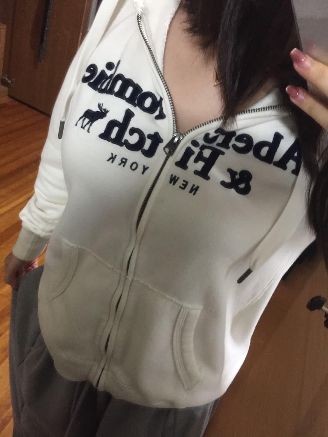 아베크롬비 대장 화이트 후드집업 상품이미지2