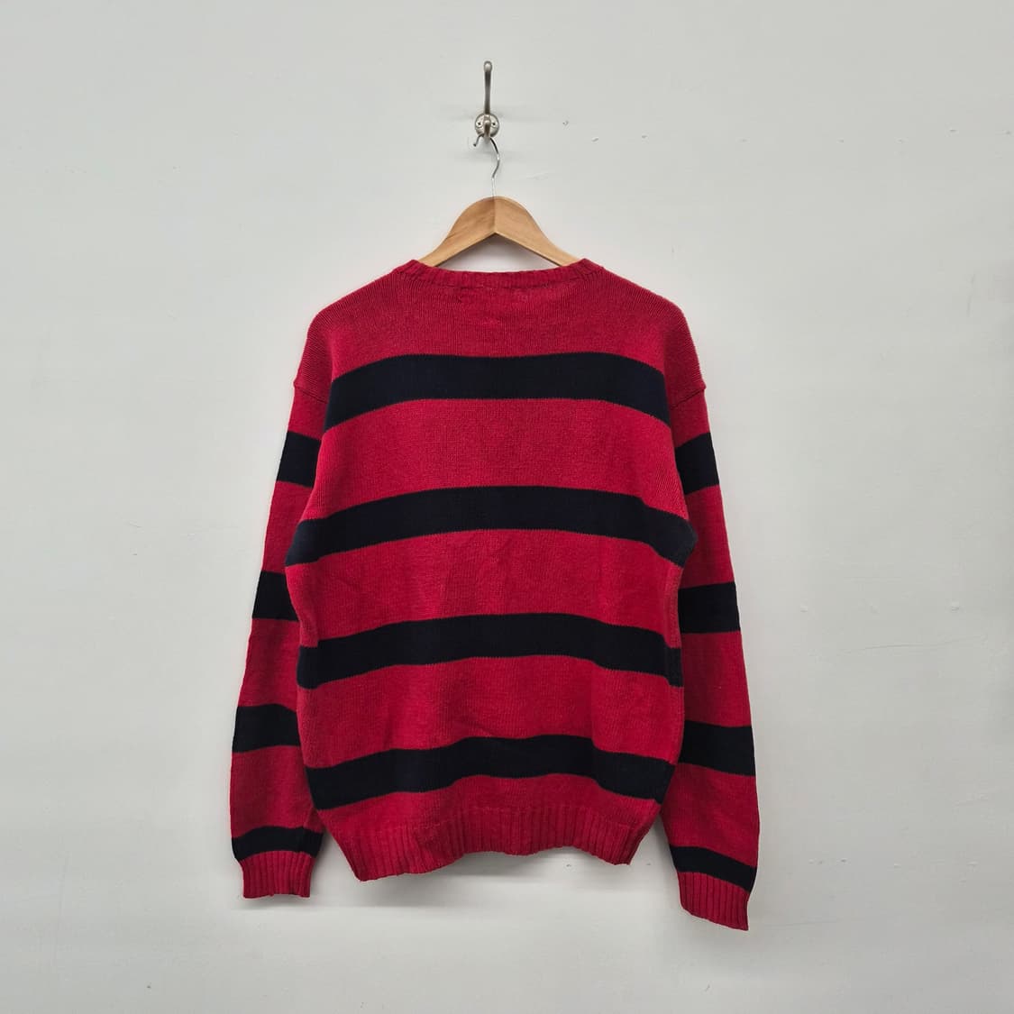 폴로 랄프로렌 스트라이프 니트 레드 블랙 남성 M 상품이미지5
