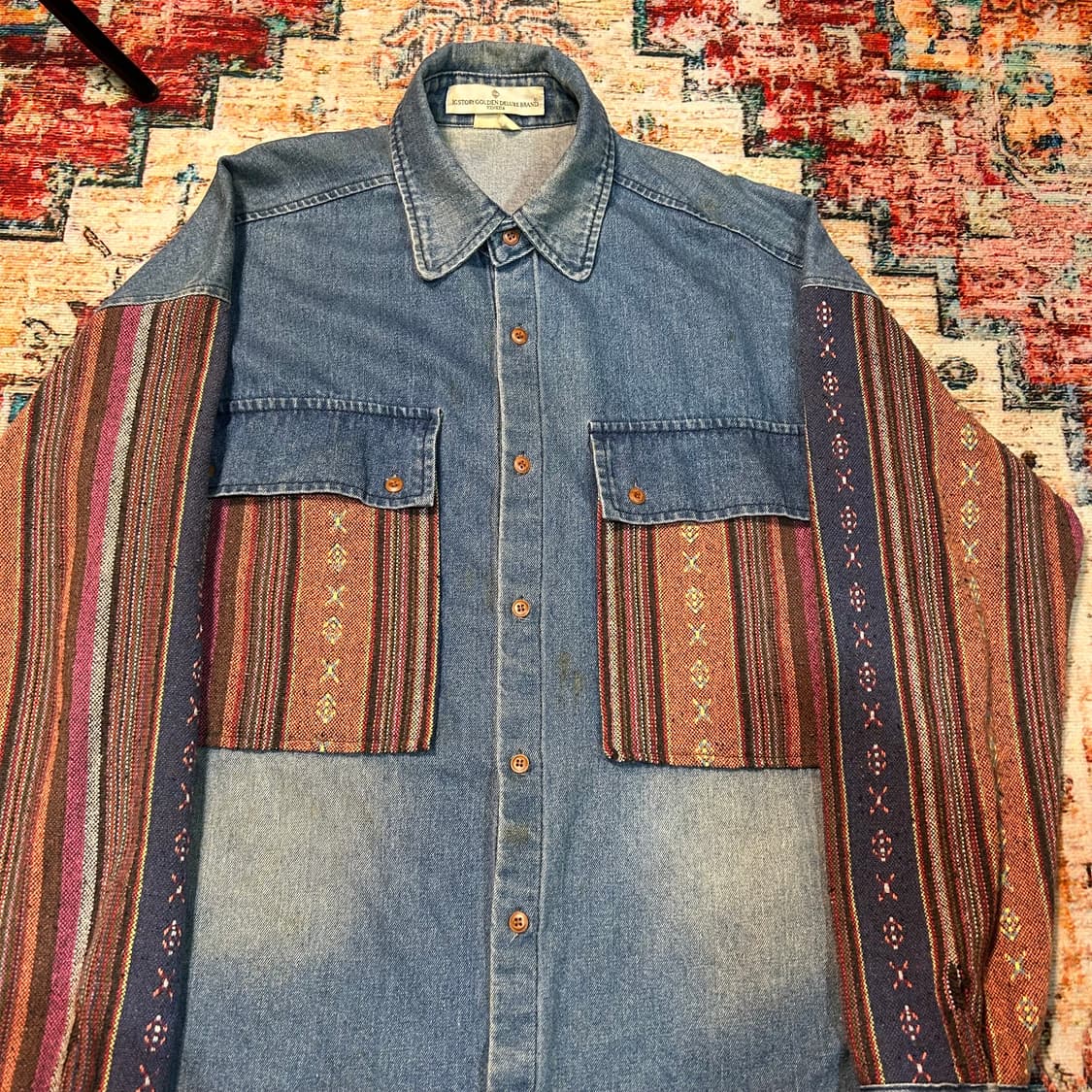 [XL] 골든구스 에스닉 패턴 니트 포인트 데님 자켓 상품이미지3