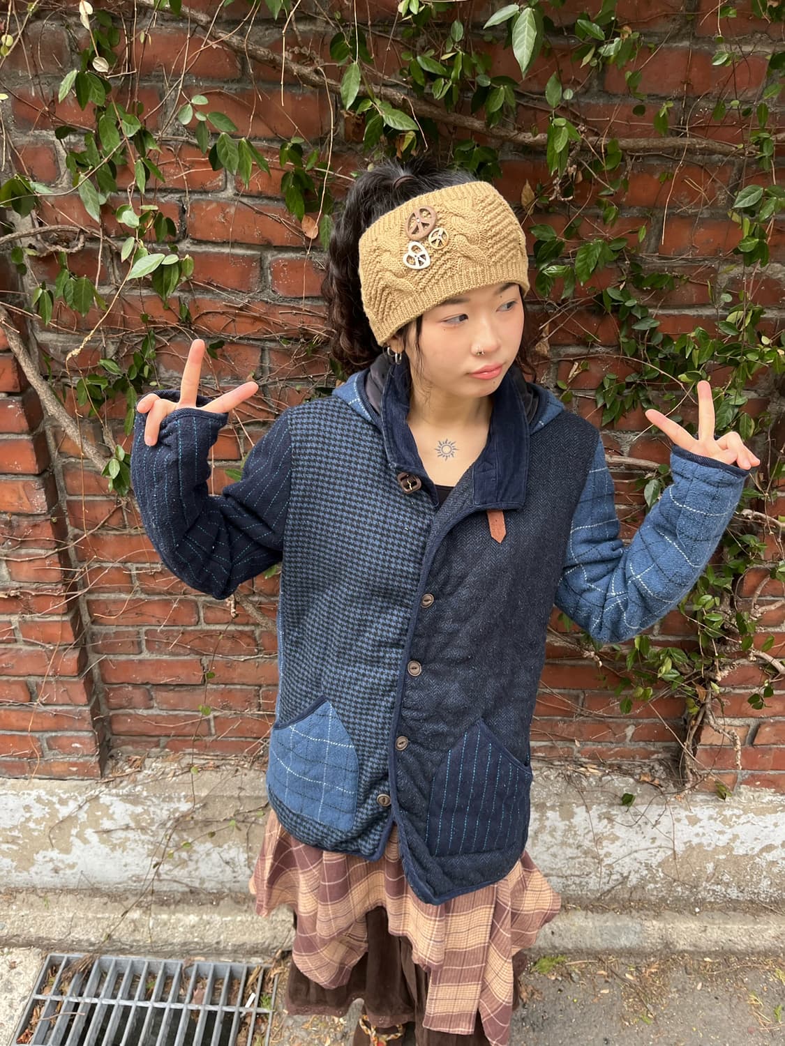 빈티지 체크 패치워크 자켓 상품이미지1