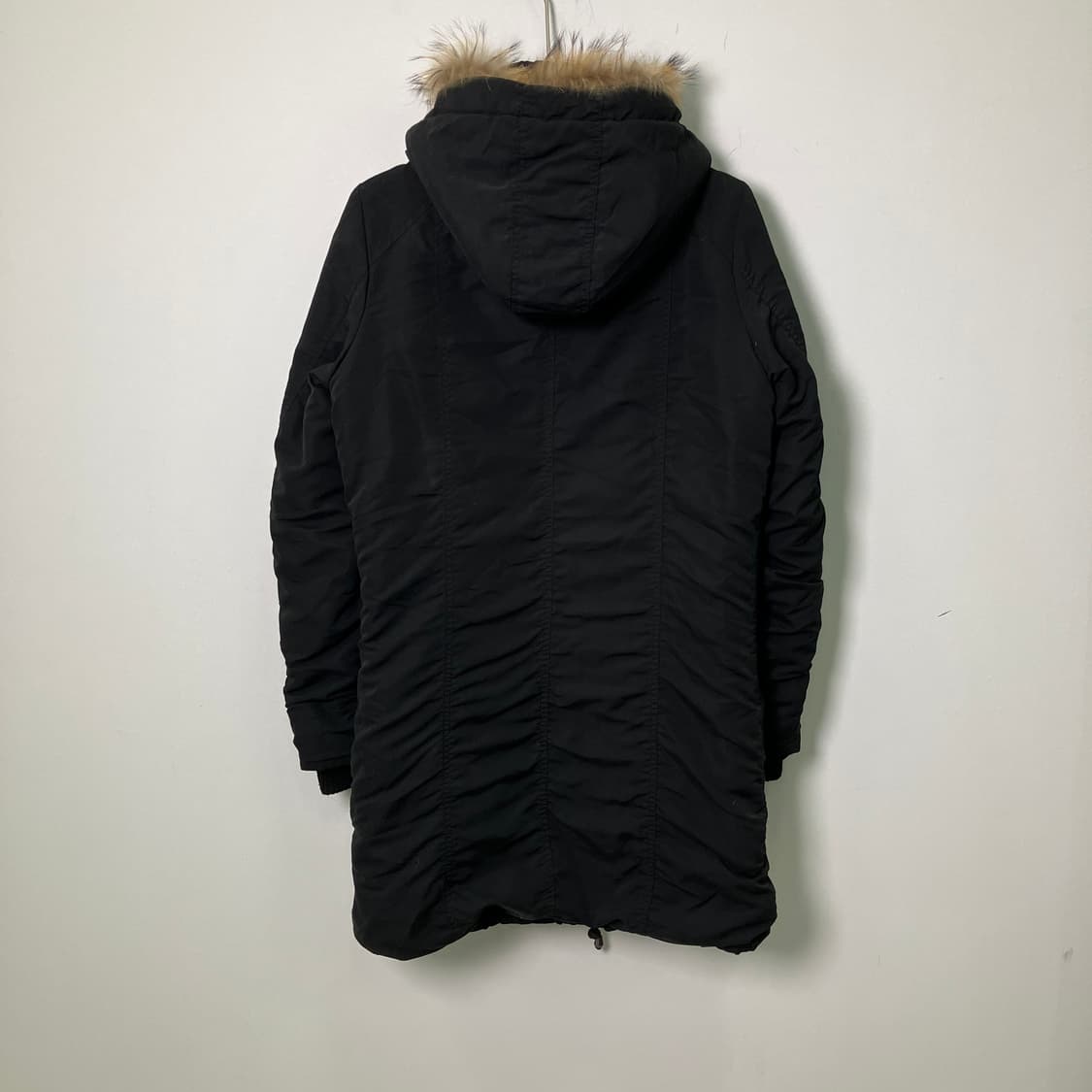 JPN VTG 빈티지 블랙 퍼 후드 롱 야상 점퍼 M 상품이미지2