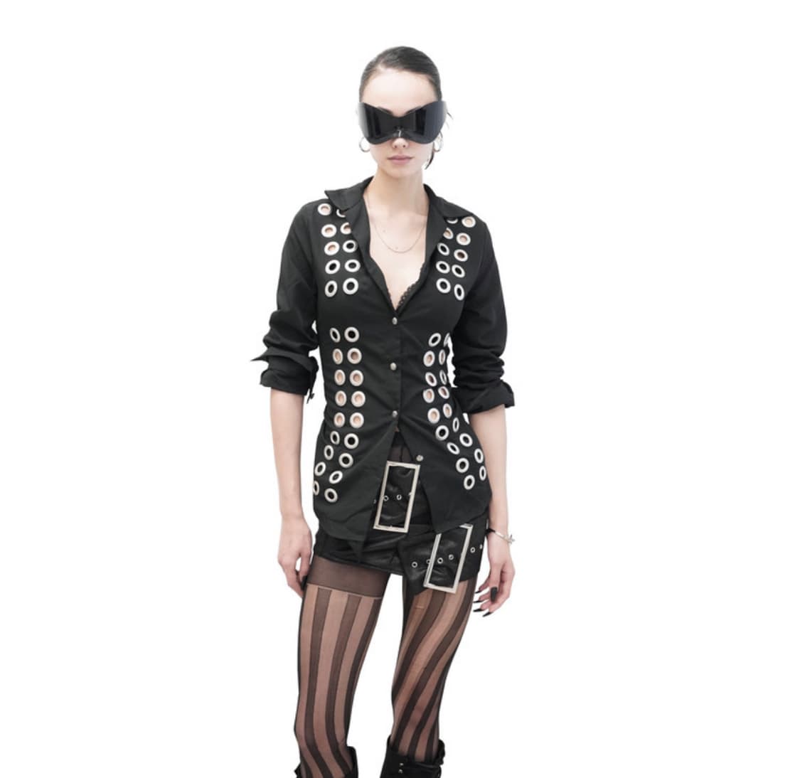 KIMYO BACK CORSET SLIM SHIRT IN BLACK 상품이미지2