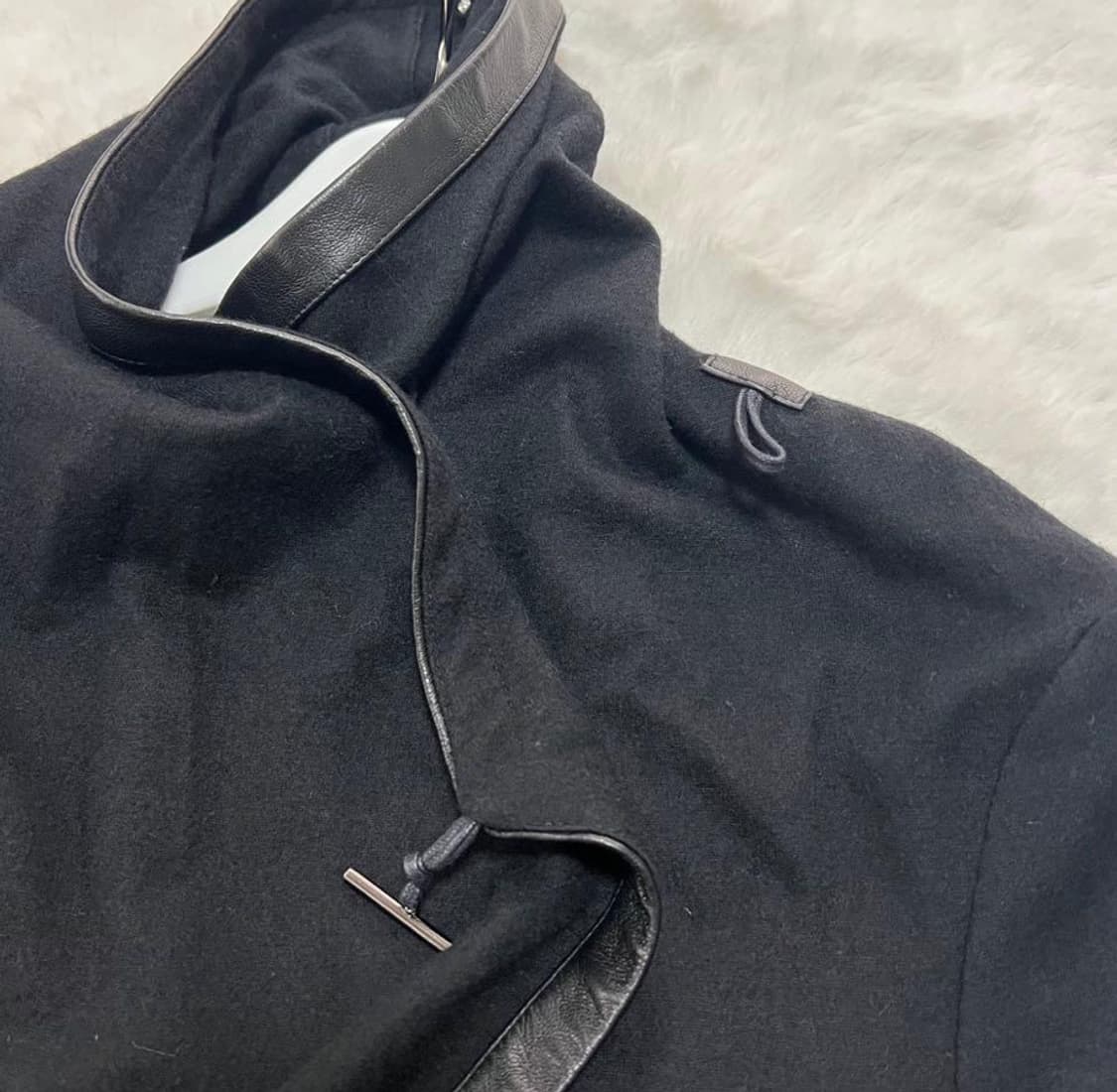 헬무트랭 하이넥 레더 트림 울 코트 상품이미지3