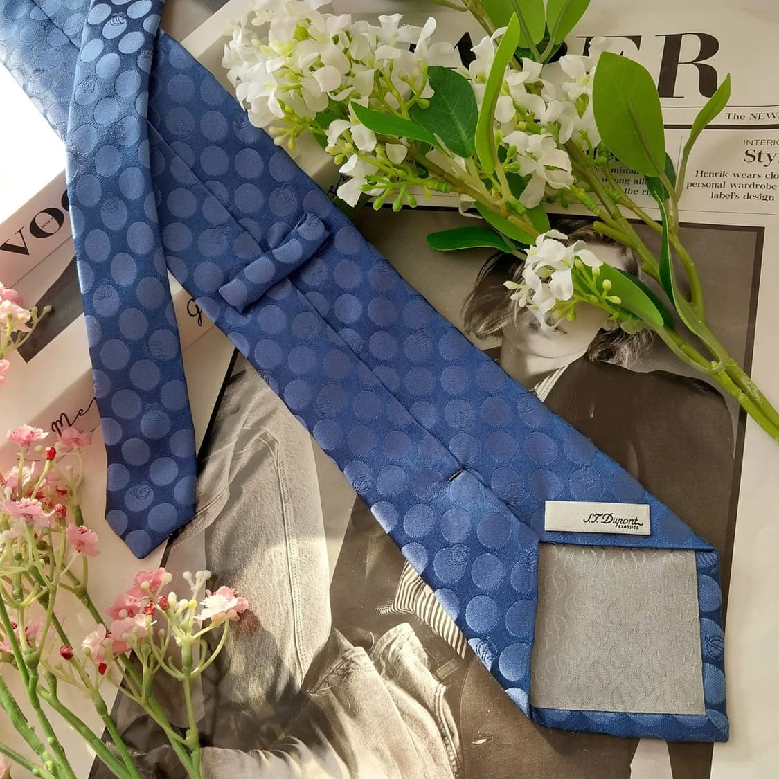 듀퐁 실크 블루 자수 도트 패턴 넥타이 8.4cm A+등급 K1903
 상품이미지5