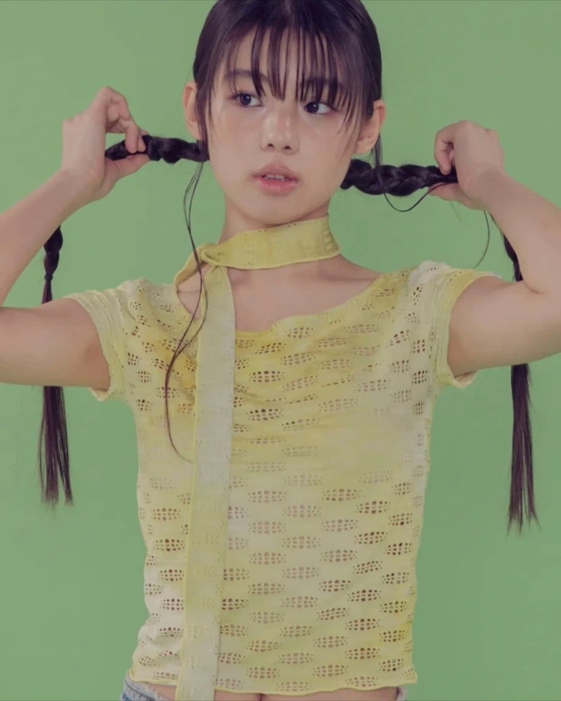 팬시클럽 밀키웨이 스카프 티 (라임) 상품이미지3