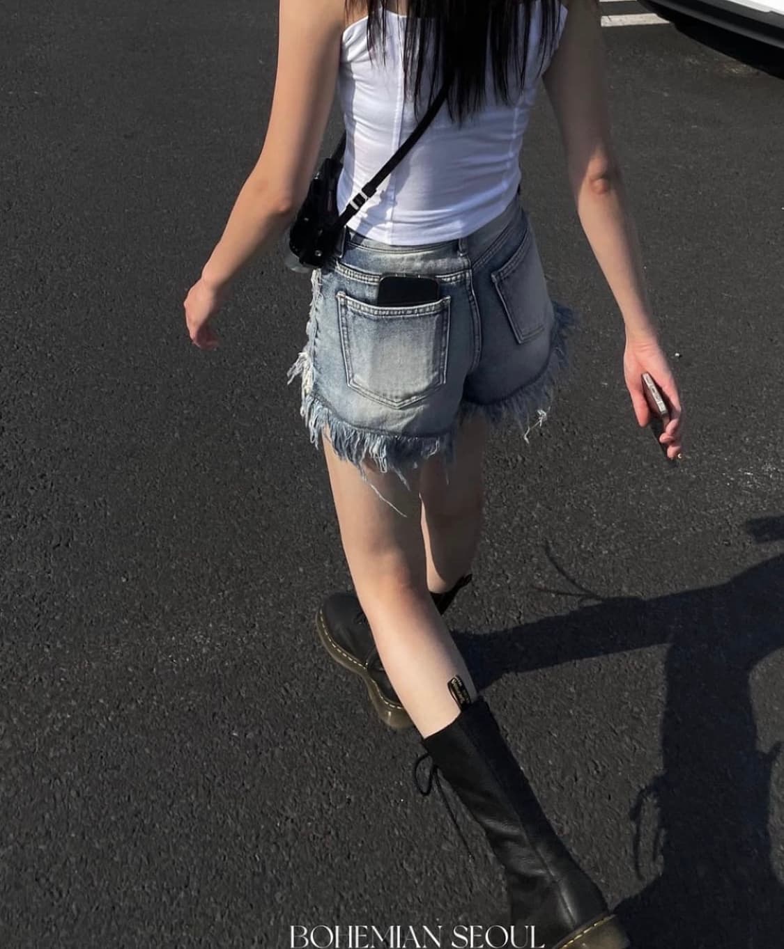 보헤미안서울 데미지 워싱 데님 쇼츠 (23ver) S 상품이미지5
