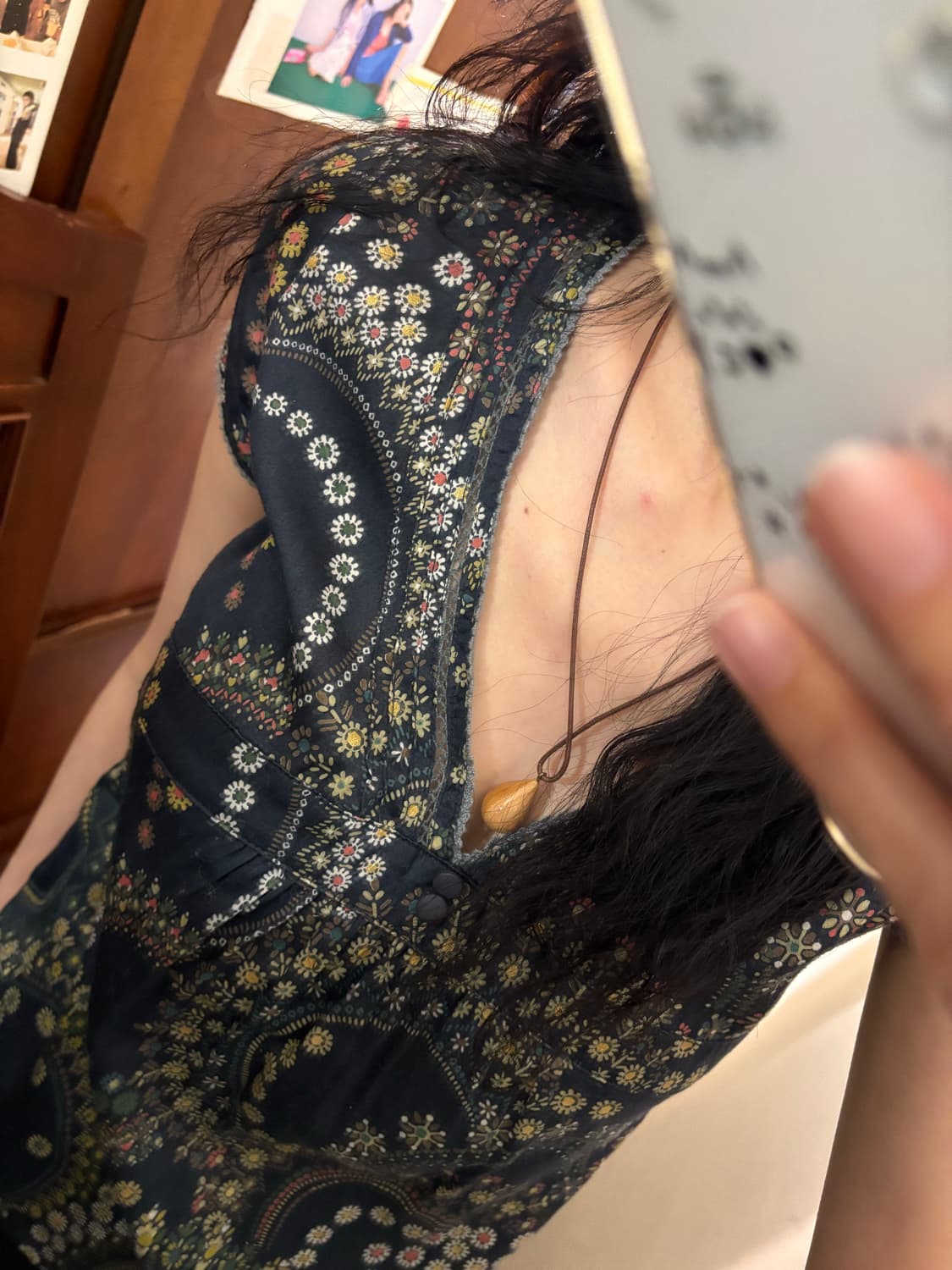 jpn vintage navy flower v-neck 상품이미지3