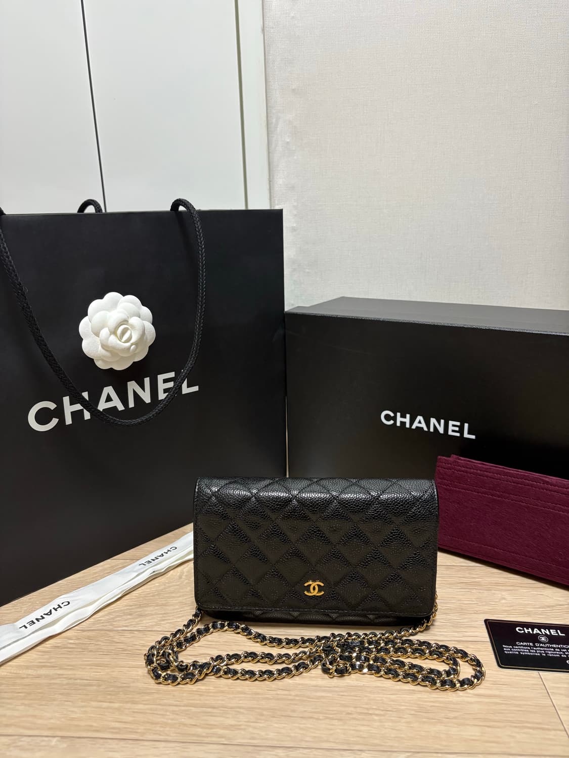 (새상품급, 정품) 샤넬 캐비어 금장 체인백 woc 상품이미지1