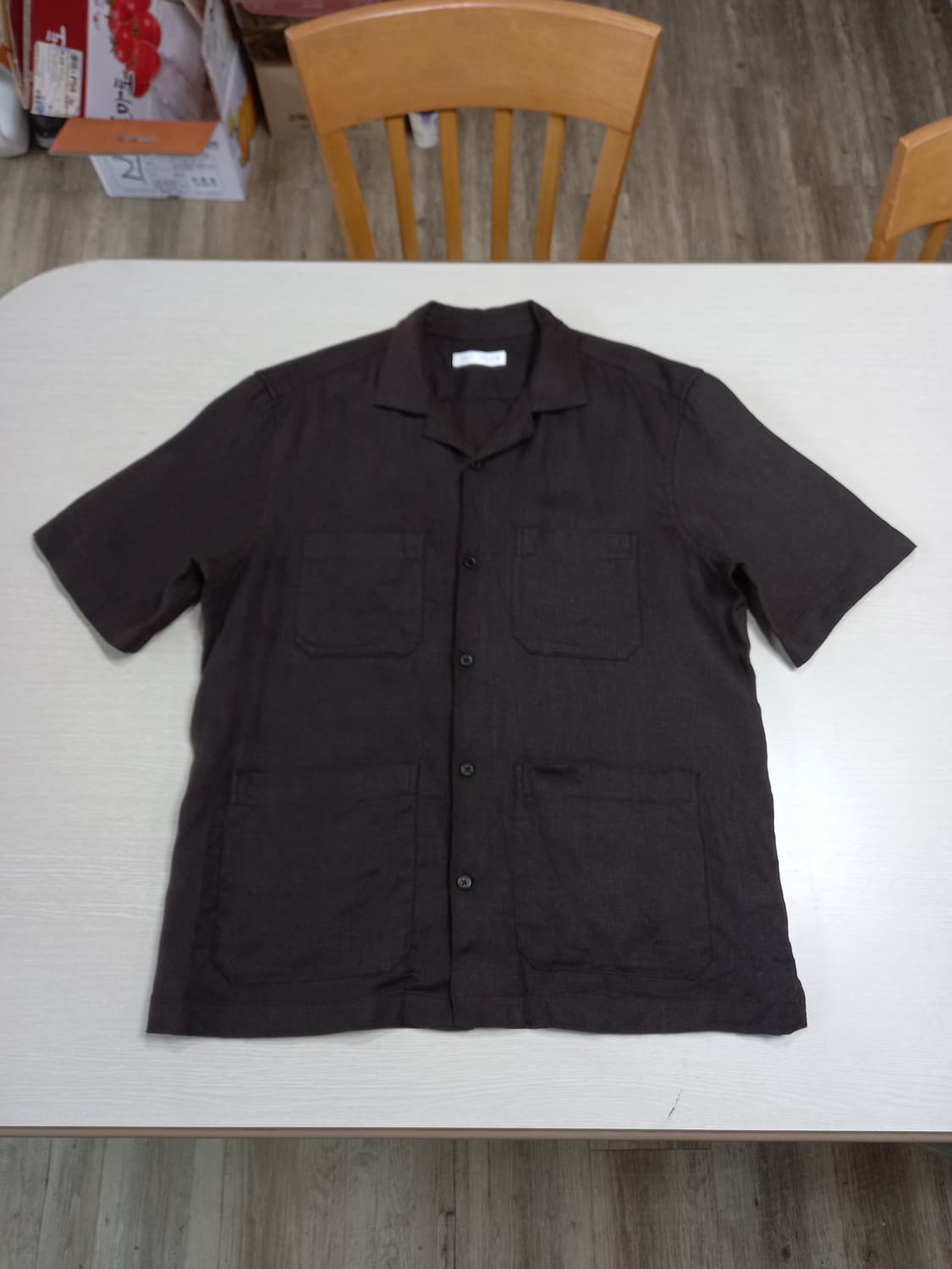 L-XL ZARA 린넨100% 반팔 블레이저 다크브라운 L-636 상품이미지2