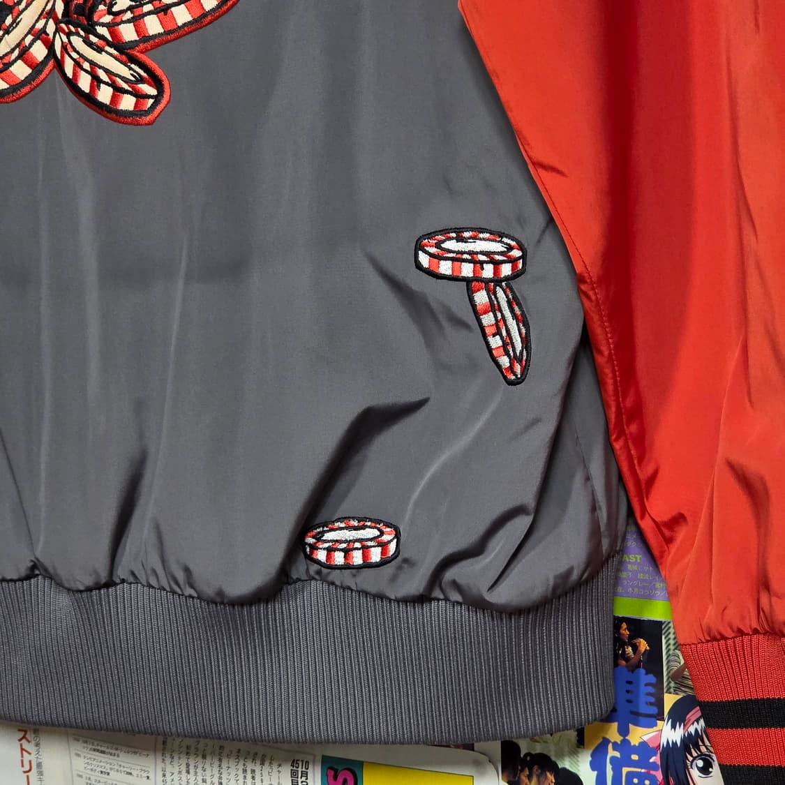 후부 자수 패치 누빔 바람막이 바시티 자켓 상품이미지4