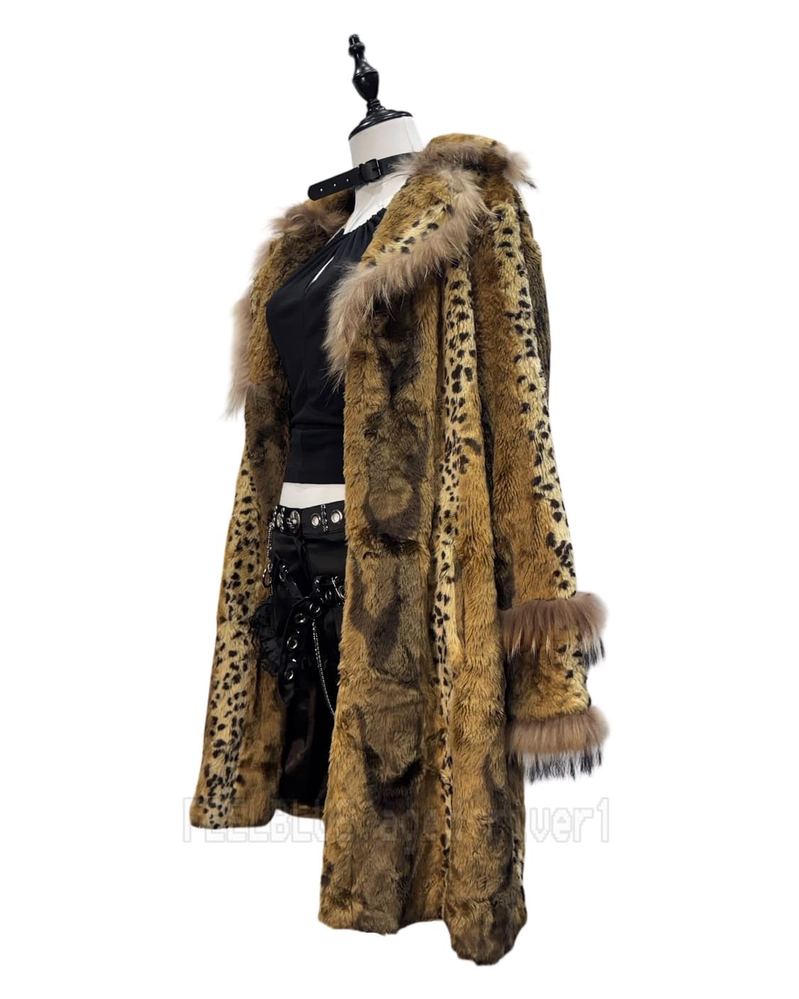 Leopard Faux Fur Coat with Raccoon Fur 상품이미지5