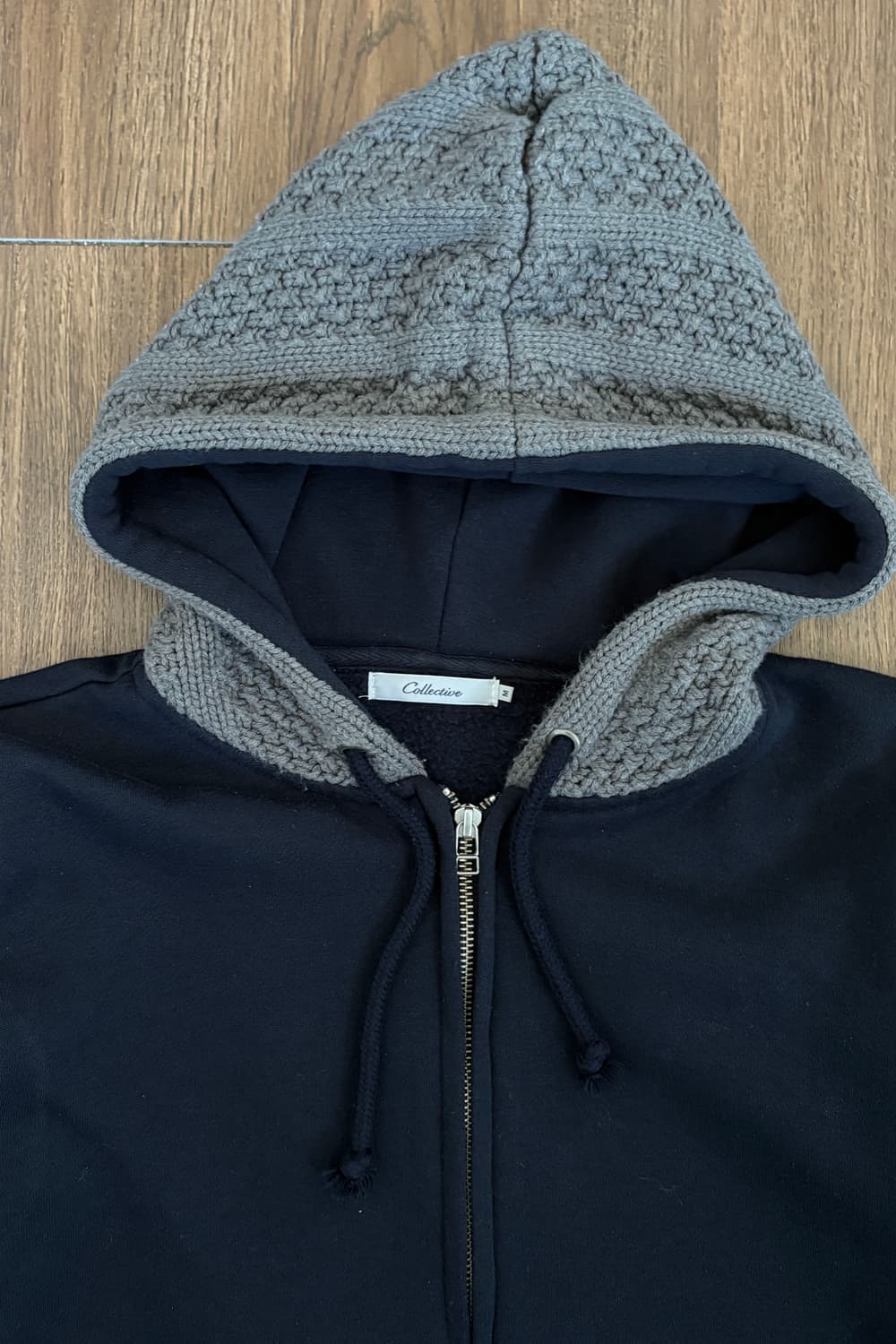 Waffle Knit Fleece-Lined Zip-up Hoodie 상품이미지5