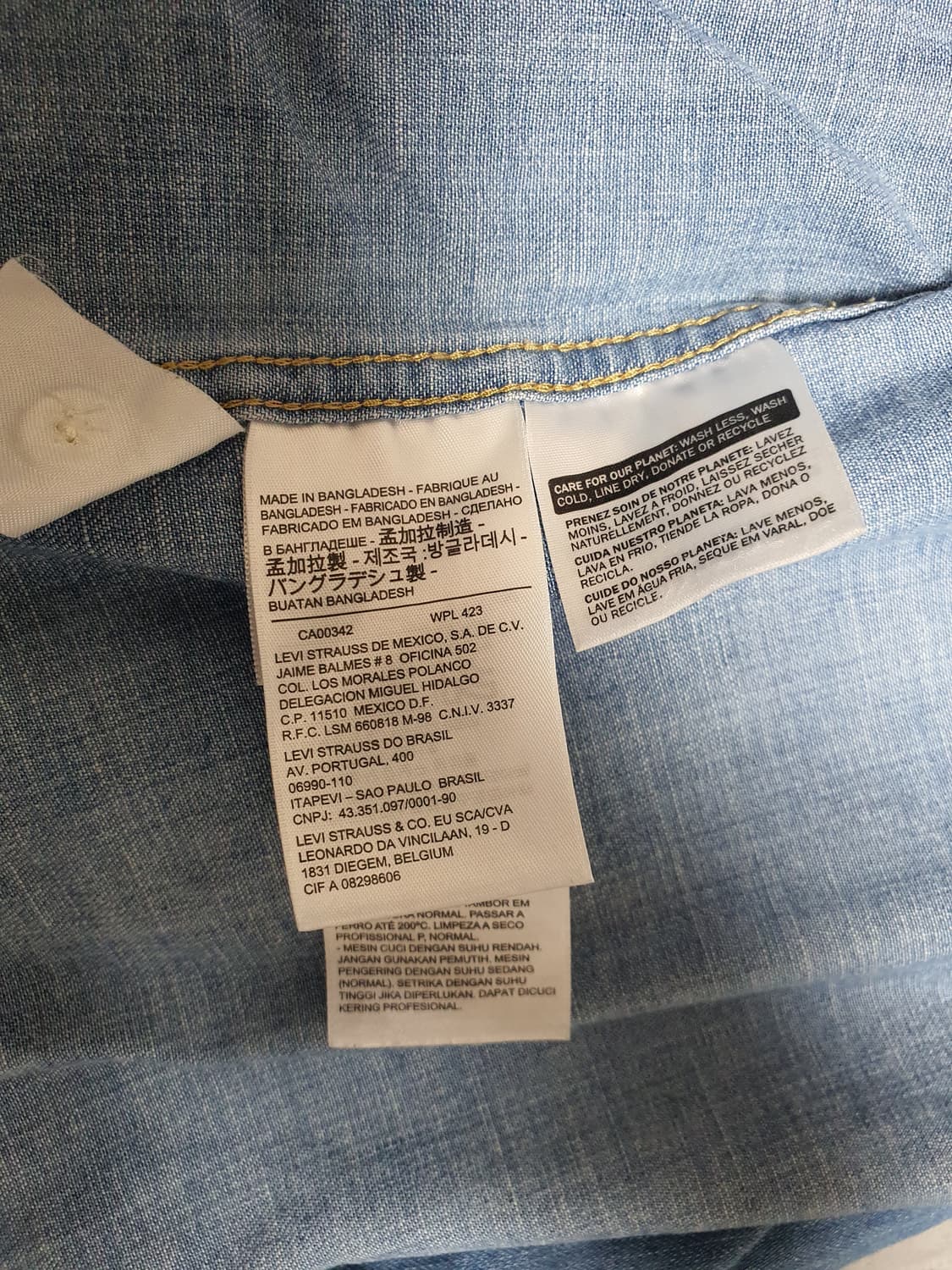 Levi's 리바이스 클래식 웨스턴 연청 데님 셔츠 M 상품이미지6