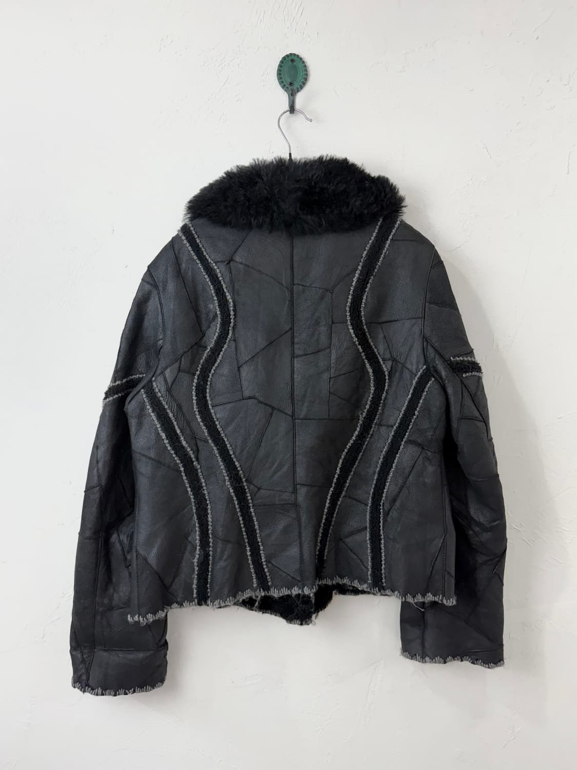 빈티지 니트 믹스드 패치워크 무톤 자켓 상품이미지4