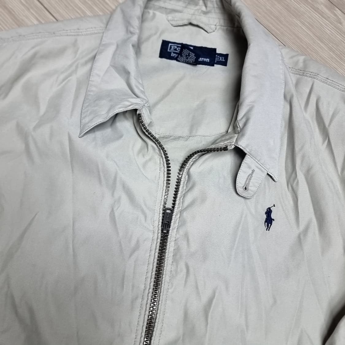 미제 usa 80s 빈티지 폴로 랄프로렌 베이지색 바람막이 점퍼 (XL) 상품이미지3