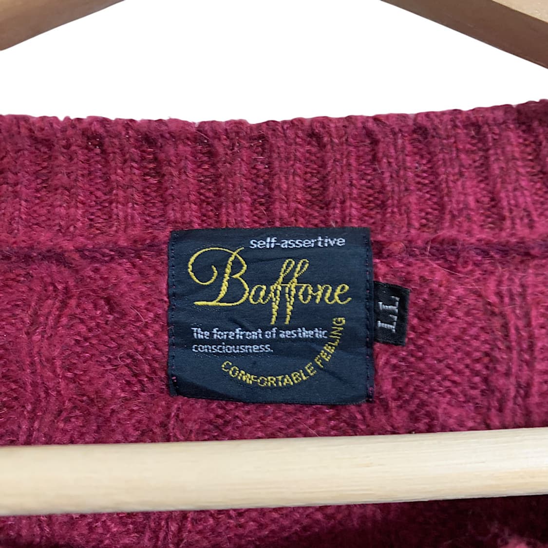 일본산 울 블렌드 케이블 니트 L 상품이미지2