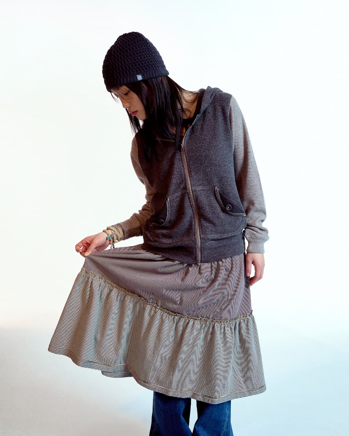 코이세이오 버튼 포켓 집업 후디 후드 집업 코코아 상품이미지3